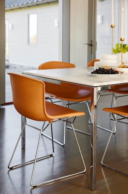 Bertoia Leather Covered Side Chair Florence Knoll Dining Table