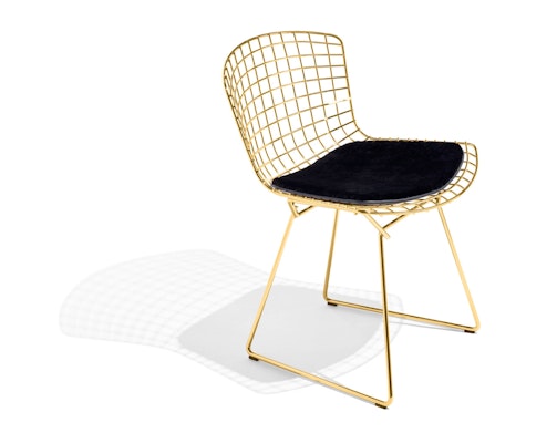 bertoia side chair with seat pad gold finish