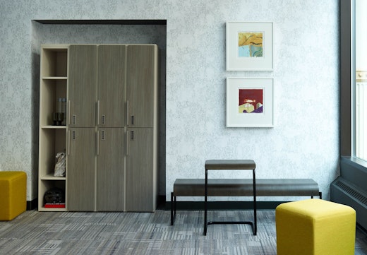 Knoll Anchor Storage for Community Spaces Digital Keypad Lockers k lounge Toboggan Chair Desk Bench