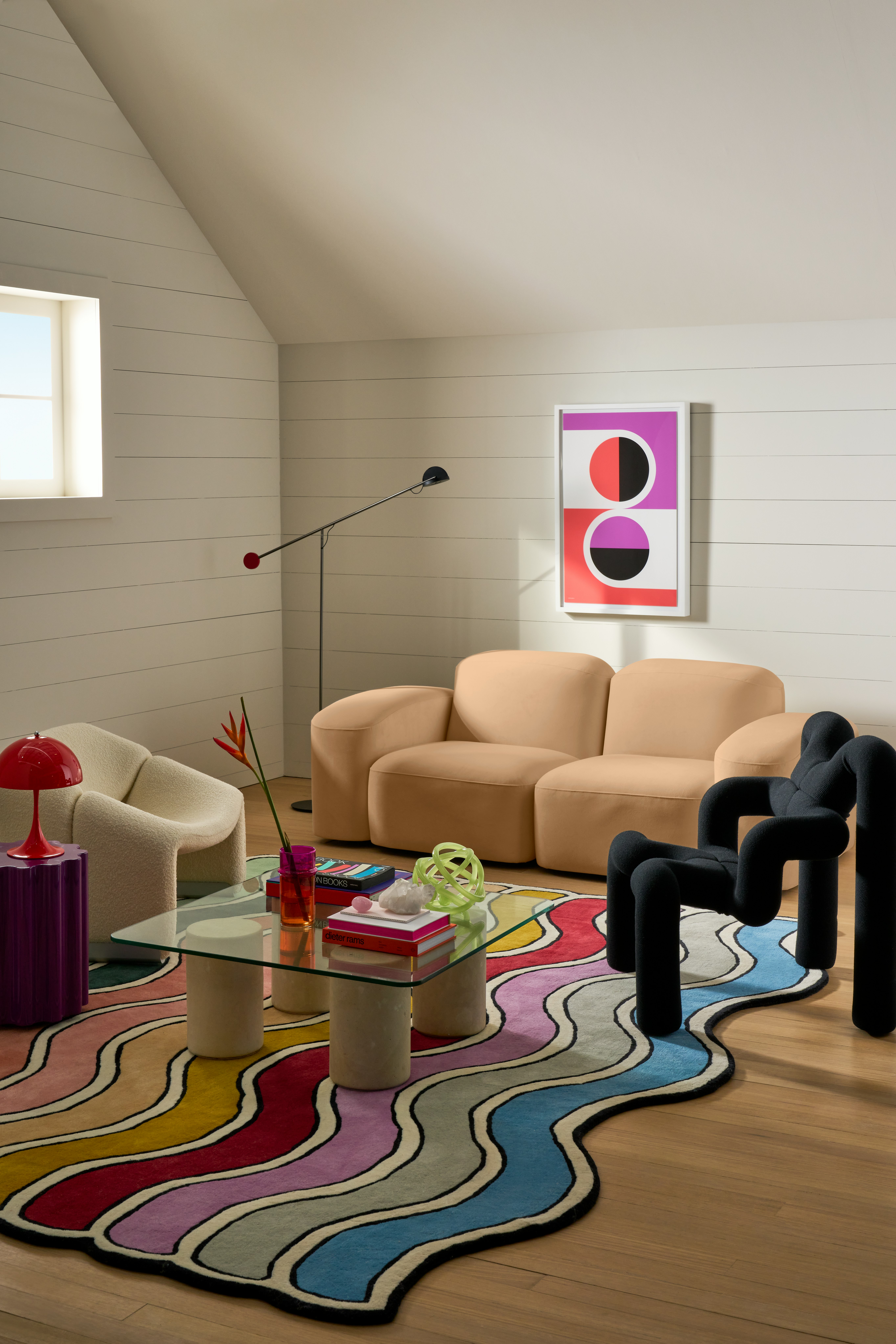 Muse Sofa, Groovy Chair, Ekstrem Chair and Tide Coffee with Brite Rug