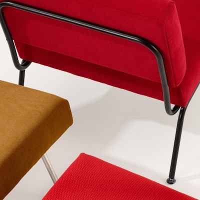 Florence Knoll Model 31 calais cotton velvet deep gold cato fire red 