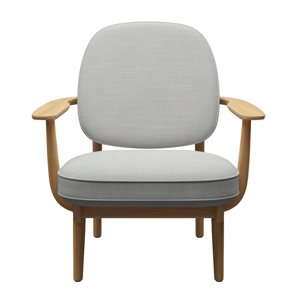 A Fred Chair in Natural / Light Grey viewed from the front.