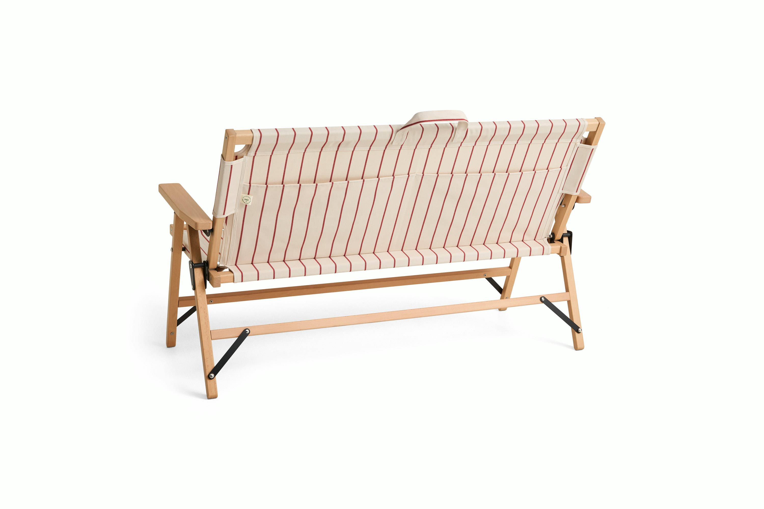 Outdoor Market Folding Sofa - Beige With Red Stripe