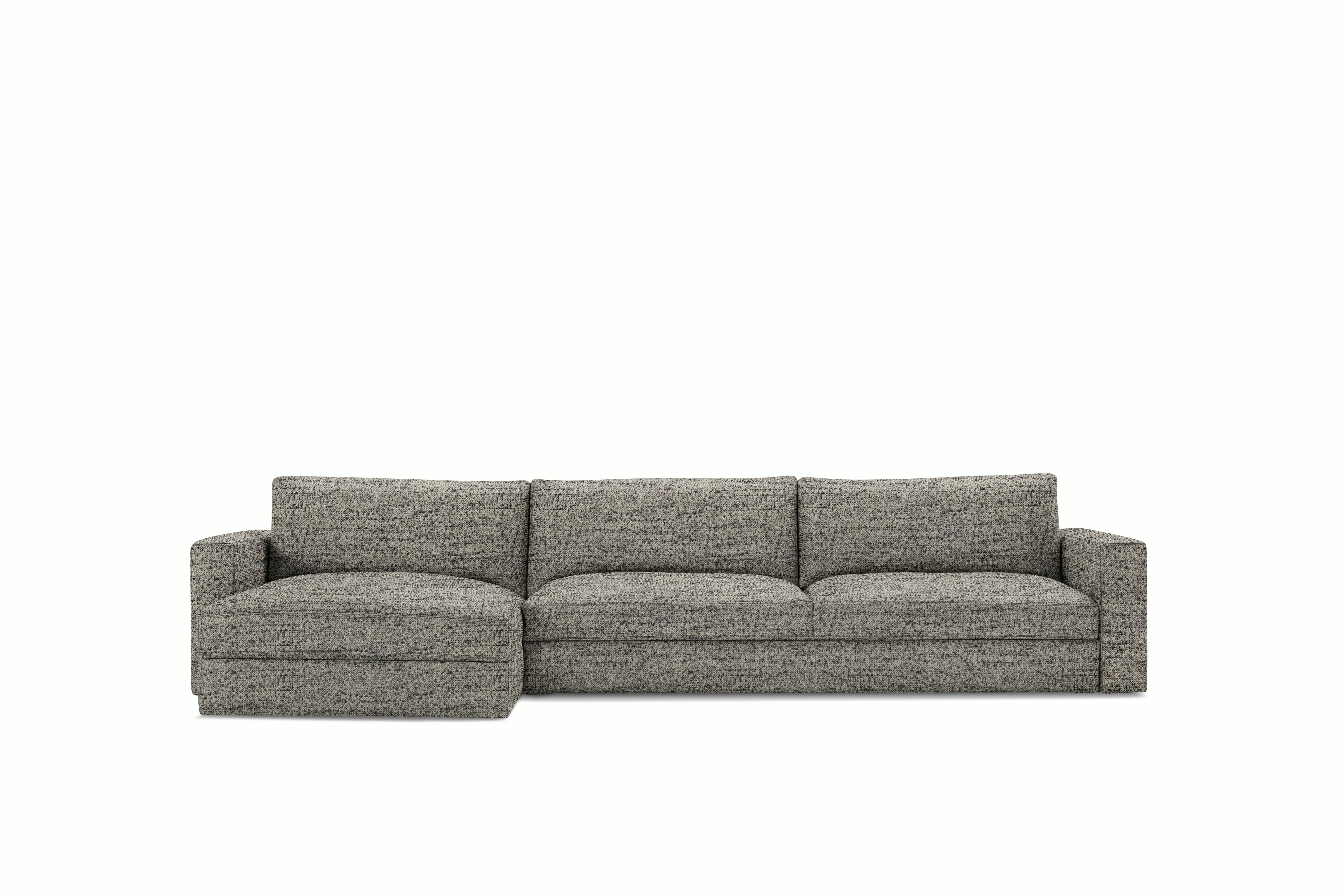 A Reid Sleeper Storage Sectional in block viewed from the front.