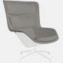 Striad Lounge Chair in High Back,  4-Star Swivel Base White,  Prone Leather,  Script with White Shell