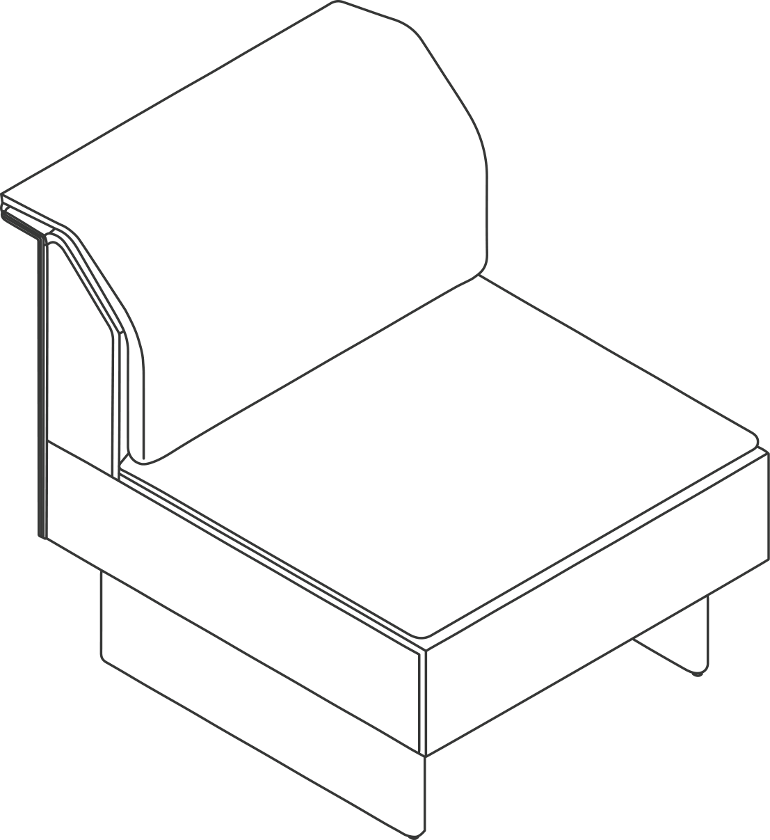 A line drawing - Mantle Club Chair | Armless | Wood Base