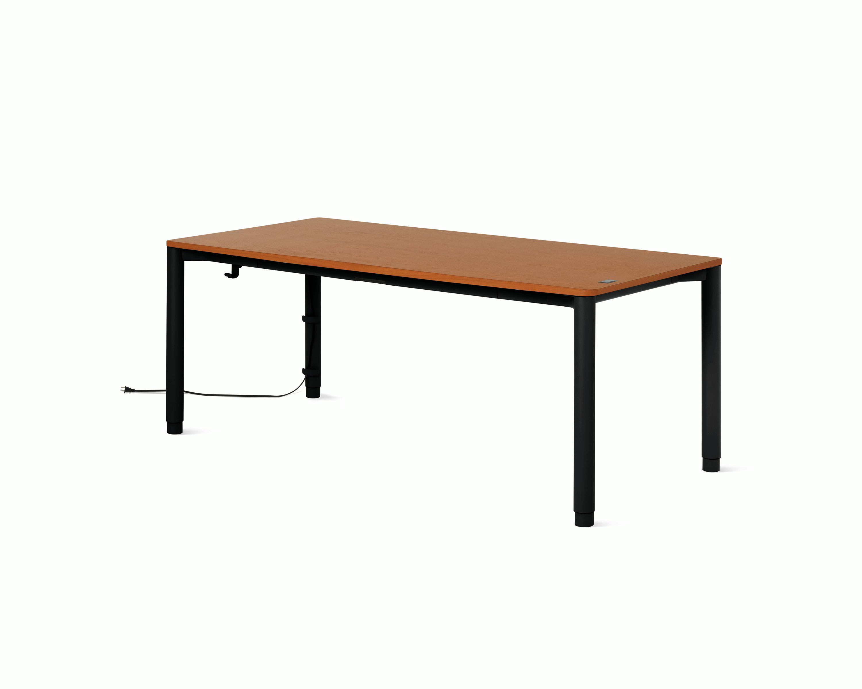Spout S2S Table - 36" x 72"",  Veneer Walnut,  Ultra Black,  With Cable Tray,  With Storage Drawer,  Standard Height"
