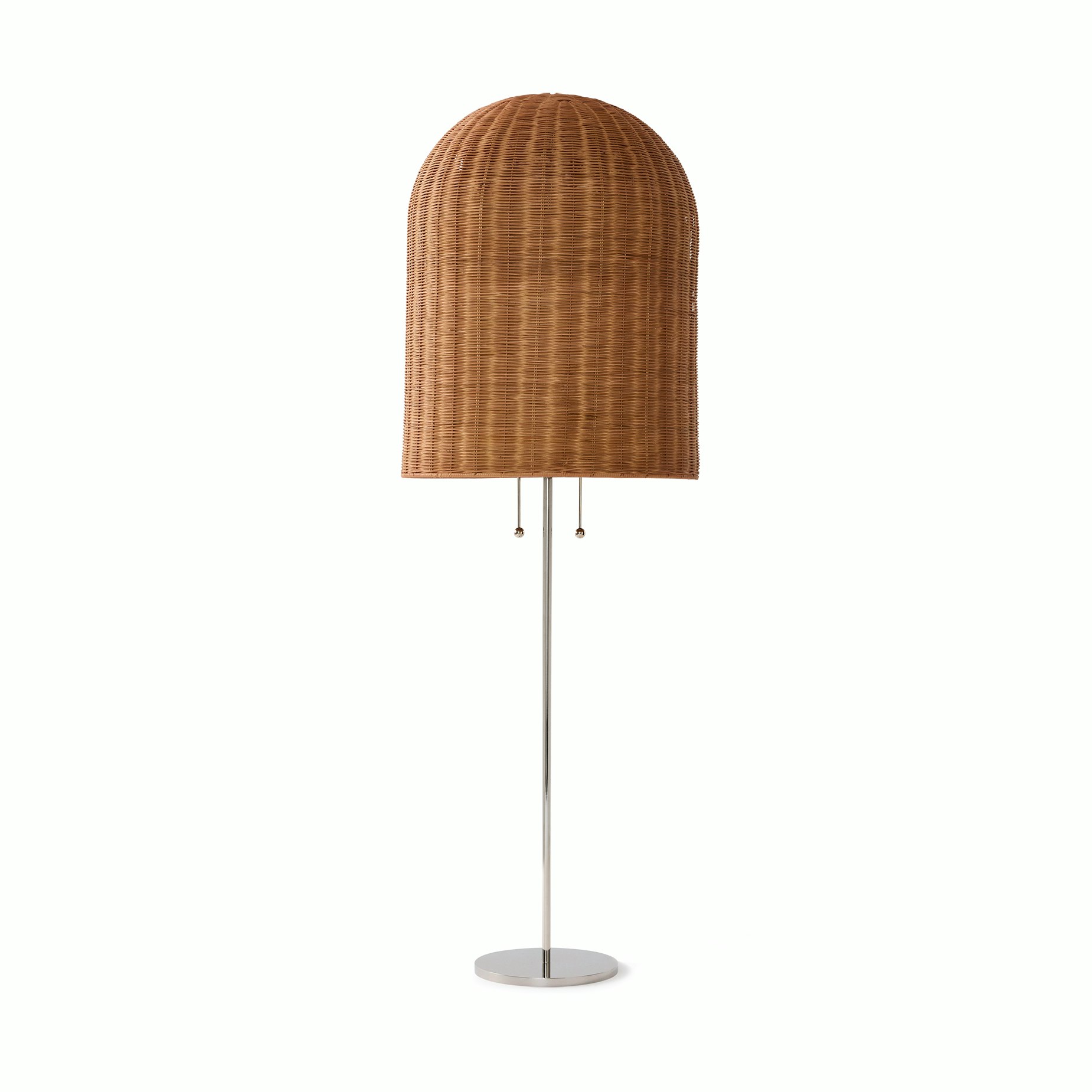 Bell Wicker Floor Lamp-Rattan