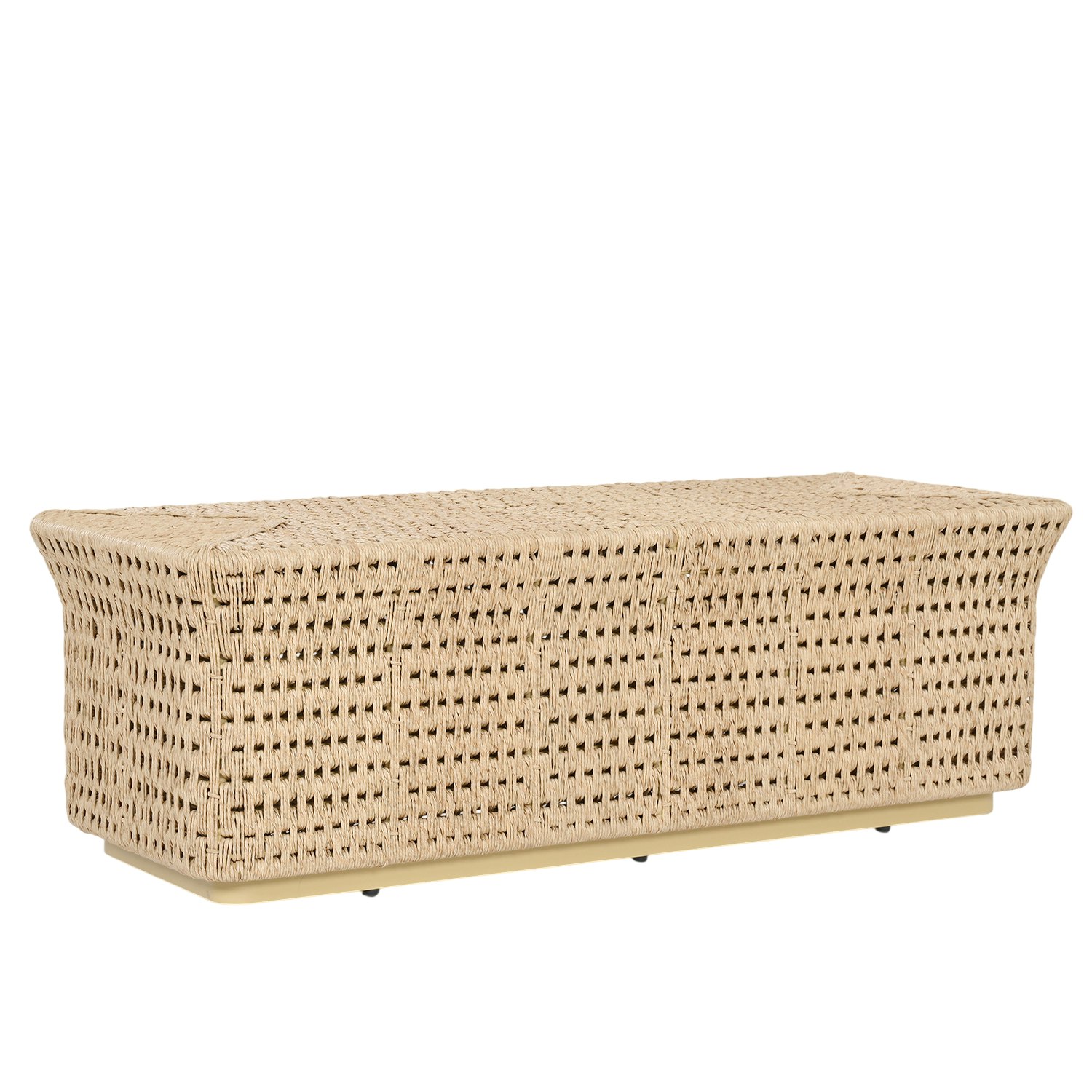 A Oasis Outdoor Bench in all weather viewed from an angle.