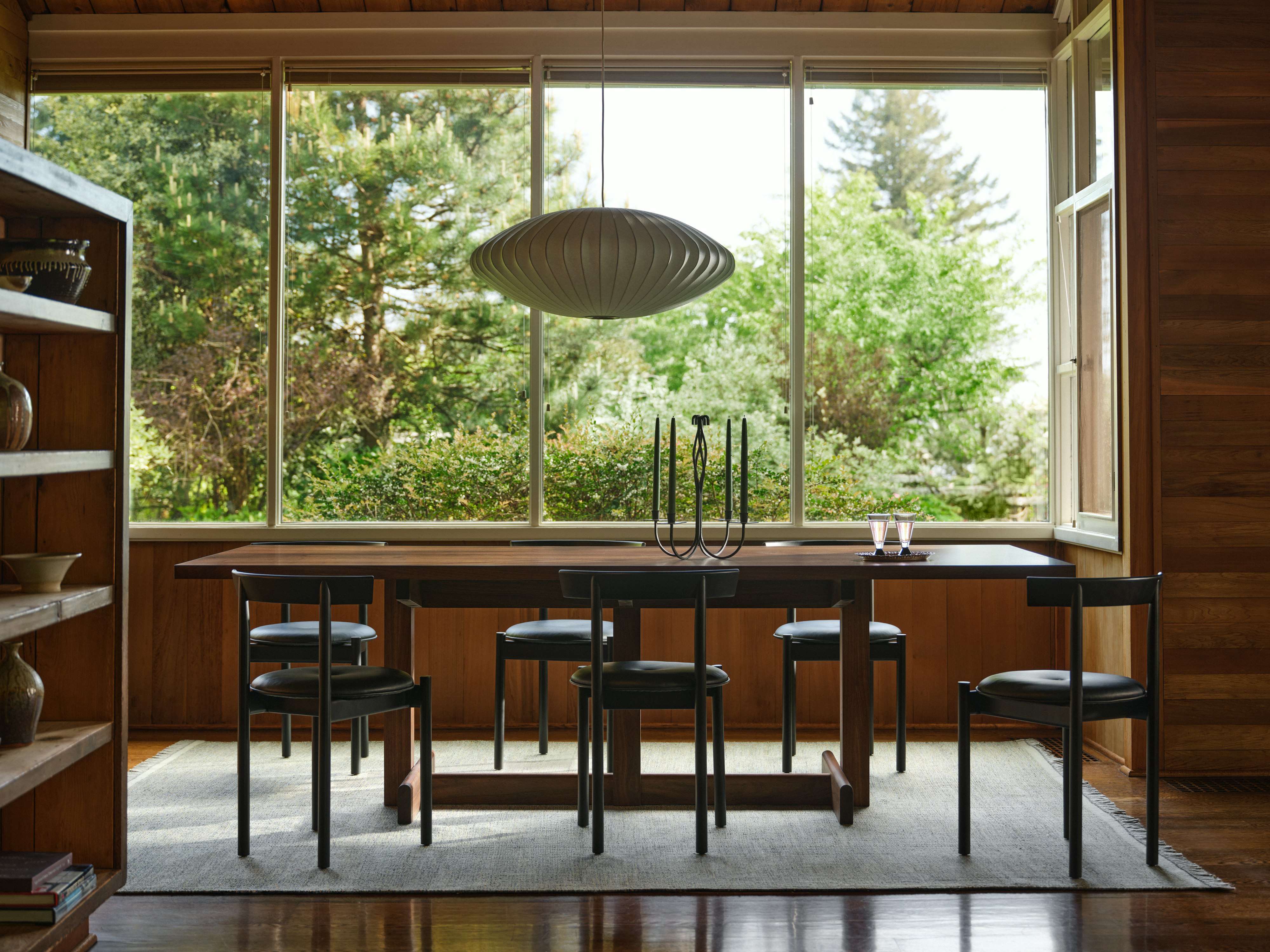 Land Dining Table in Walnut and Comma Chairs in Ebony