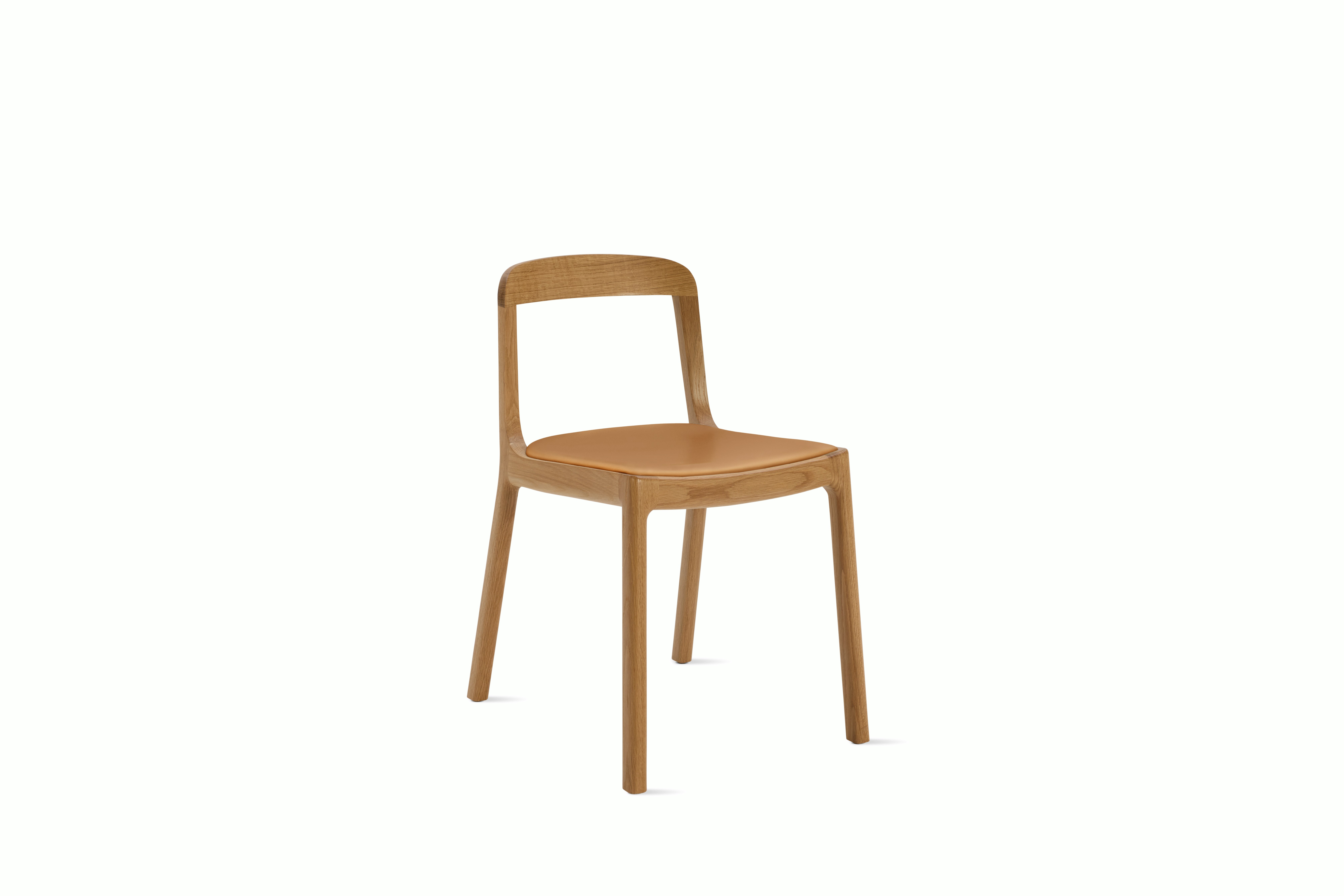 A Lijn Side Chair in Shore Oak viewed from an angle.