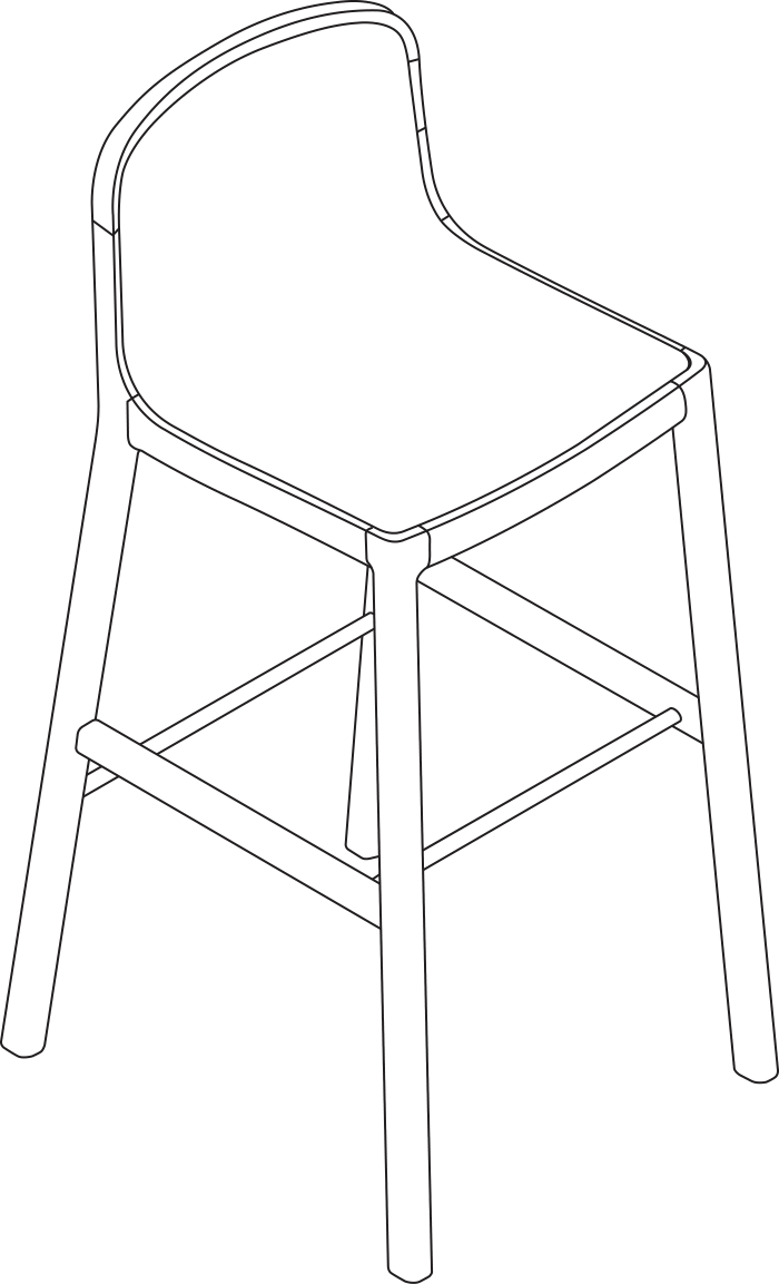 A line drawing - Lijn Stool | Bar Height | Fully Upholstered