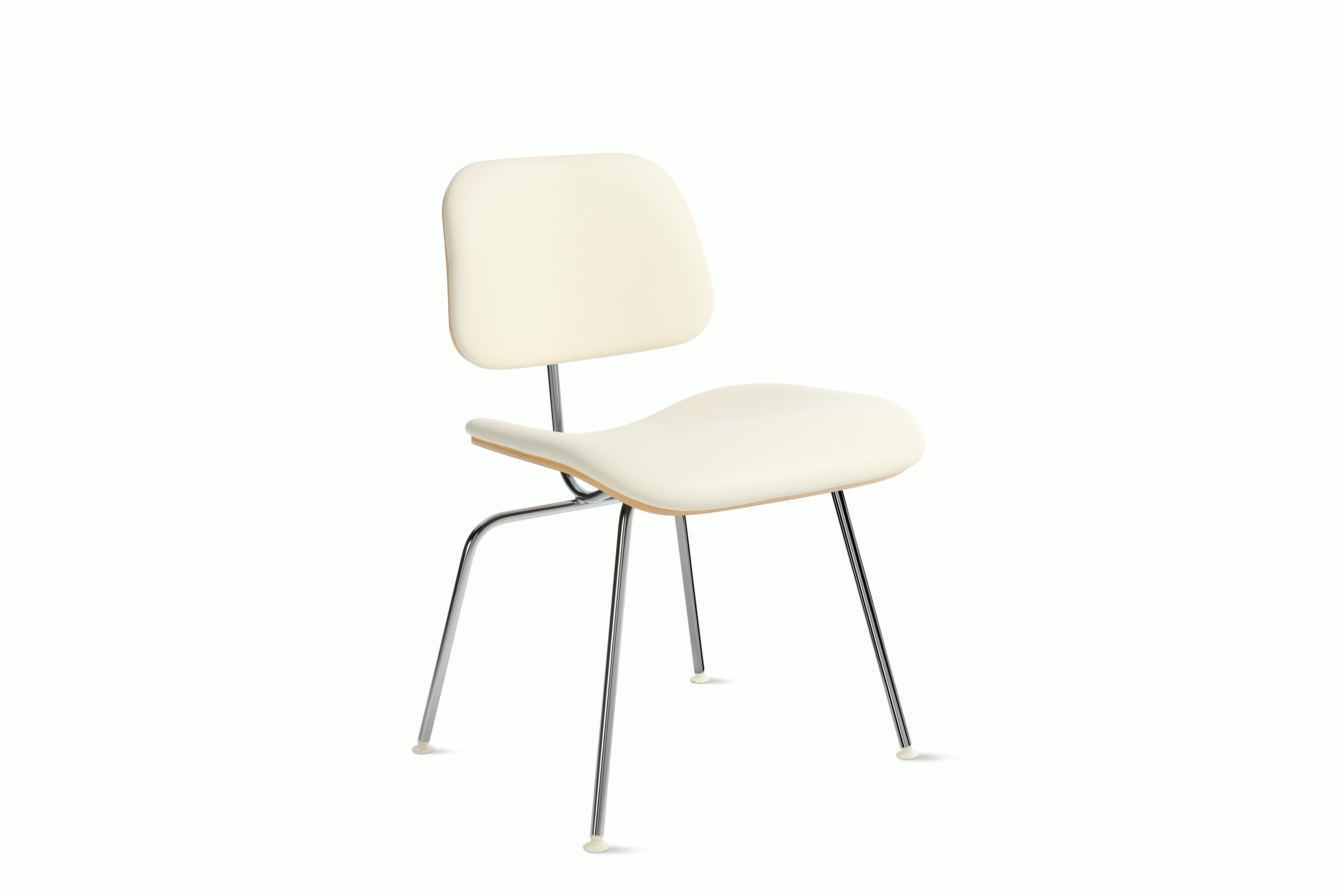 Eames Molded Plywood DCM - Upholstered,  Walnut,  Prone Leather,  Lotus,  Chrome