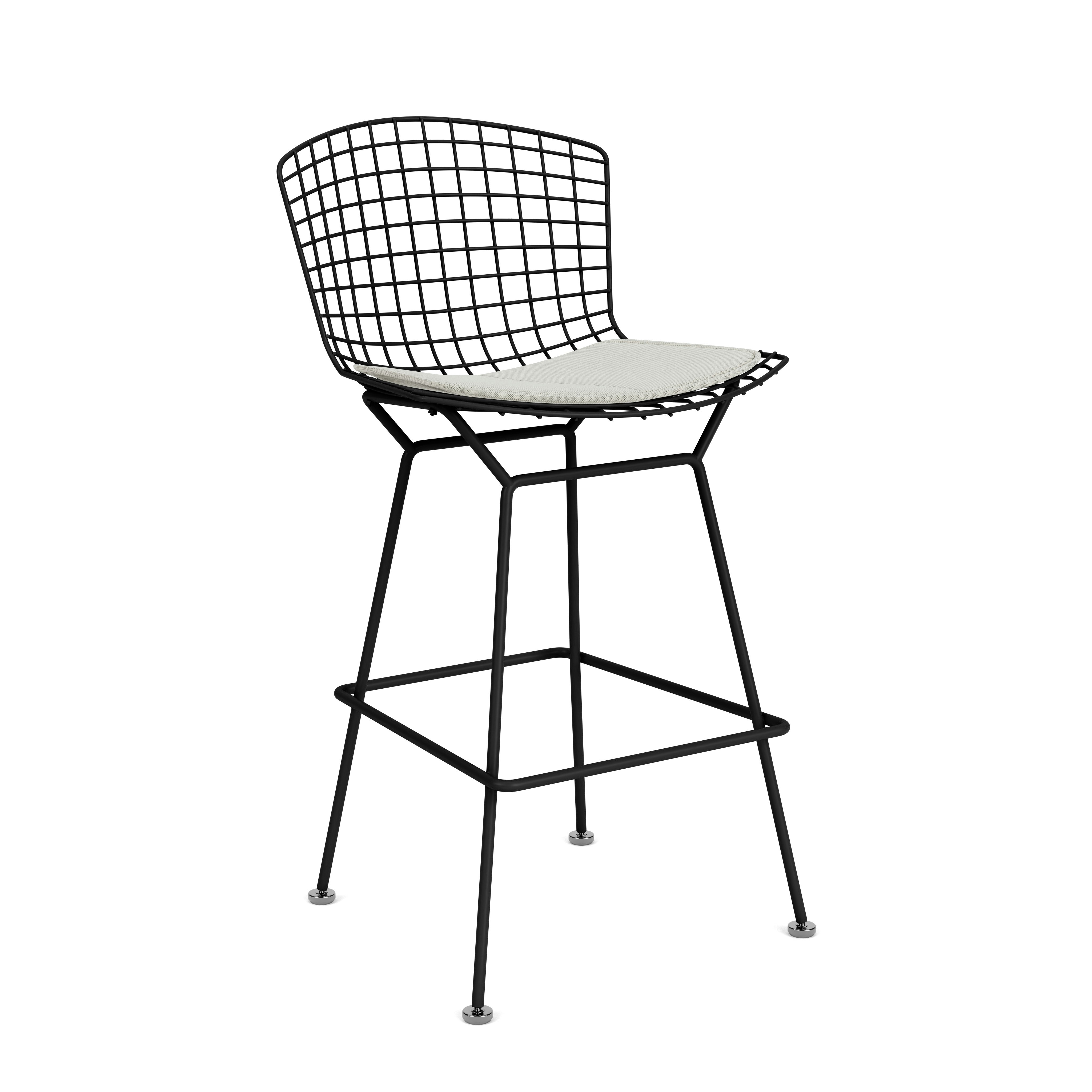 Bertoia Stool - Counter Height, With Seat Pad, Black, Crossroad, Gravel