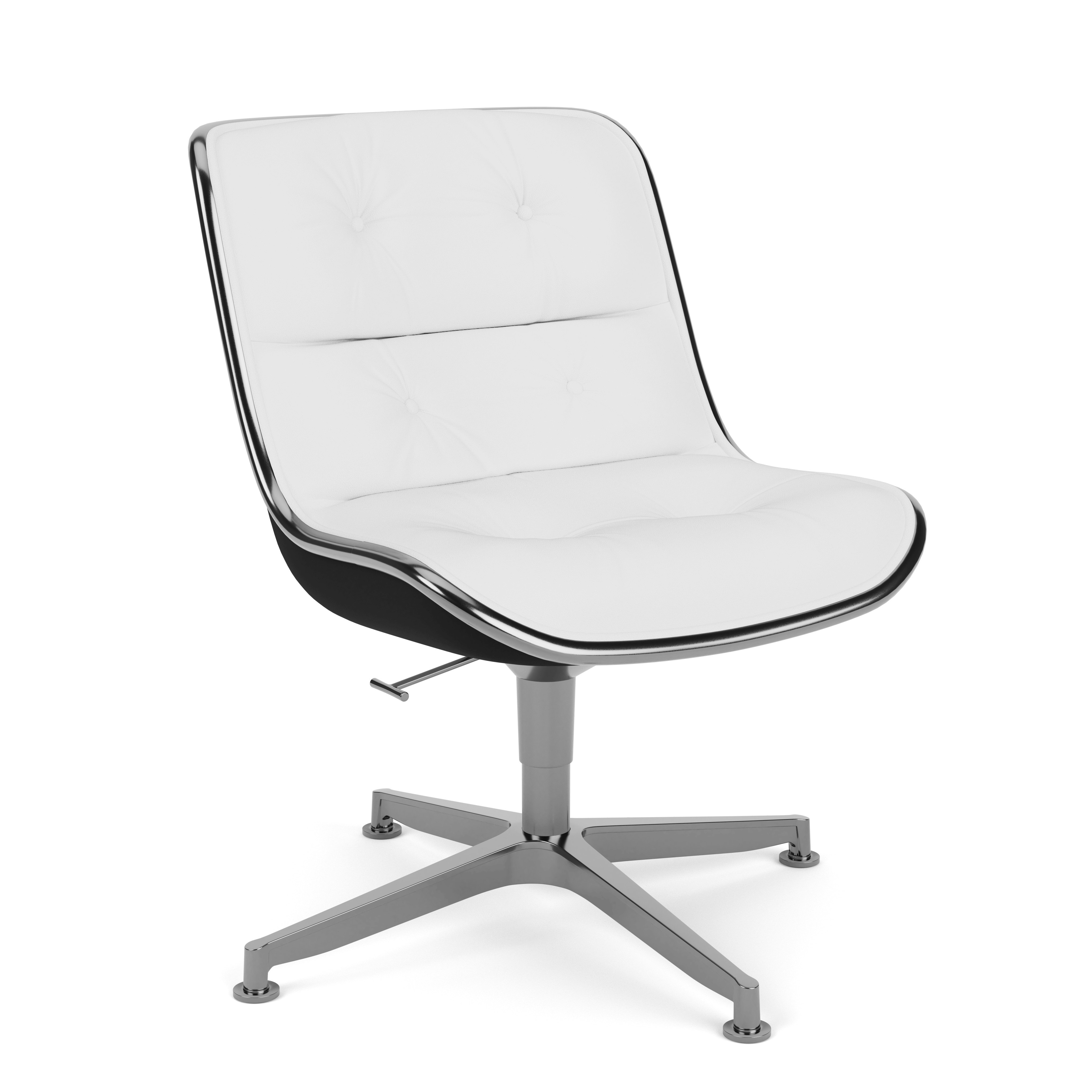 Pollock Executive Side Chair - 4 Star, Polished Aluminum,  Volo Leather,  White