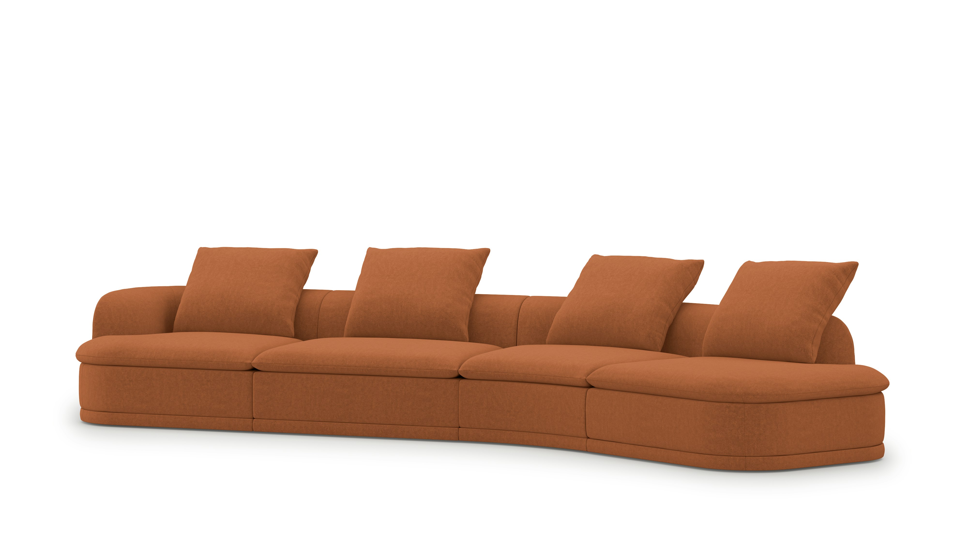 A left-facing 171 inch Atlason Composed Modular Sofa Open Sweep Sectional in Sintra: Clay viewed from an angle.