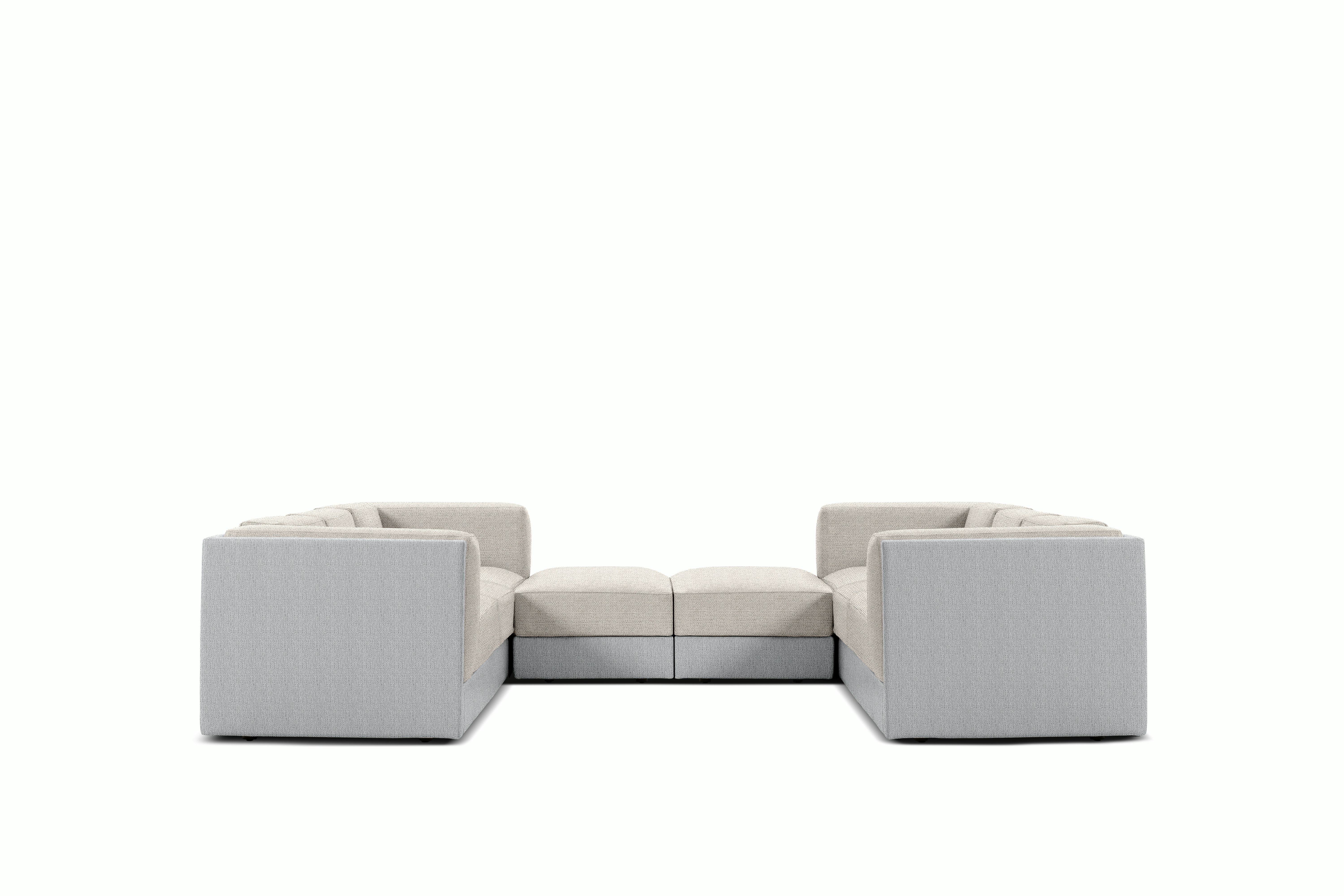 Symme U-Sectional - Fabric Frame,  Pebble Weave,  Fog,  Pebble Weave,  Buff