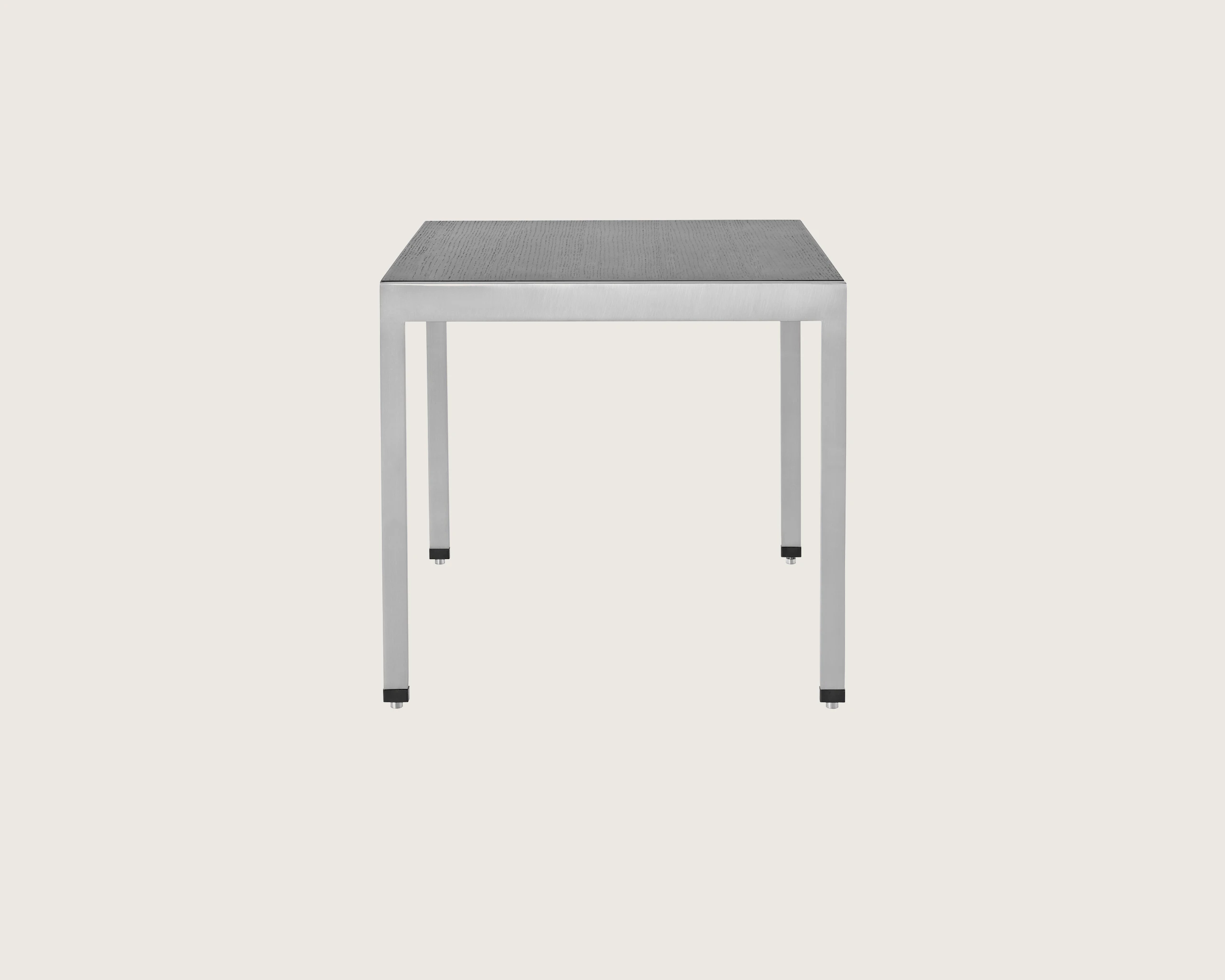 An H Frame side table with a metal frame and a wood top in a black finish.
