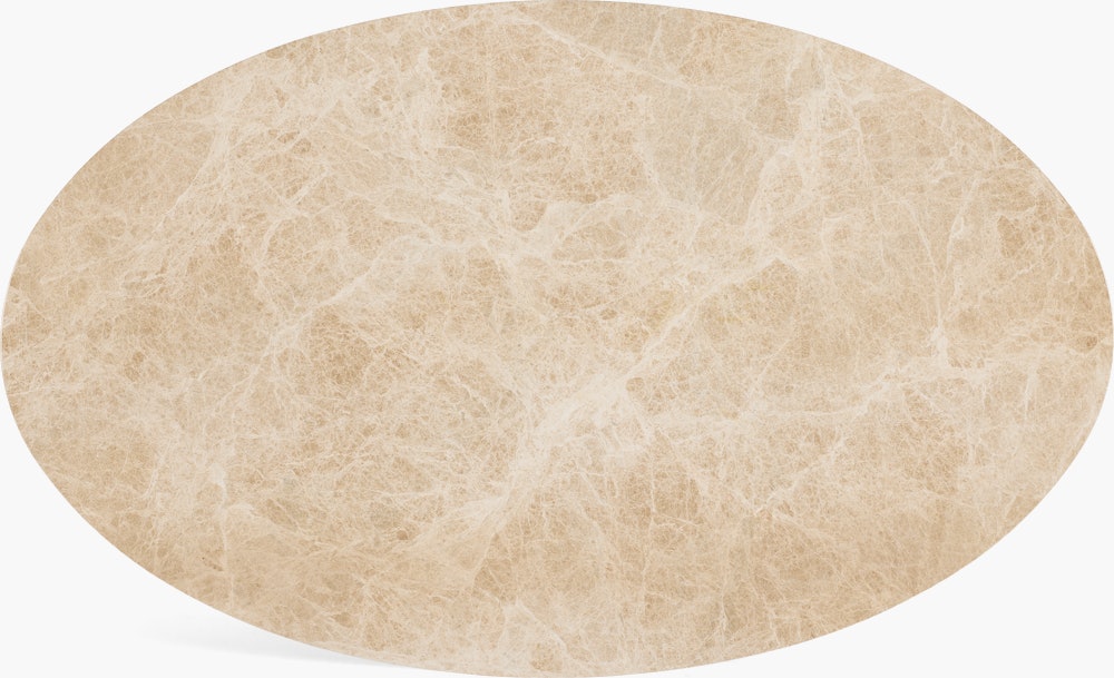 Saarinen Dining Table - Oval, 78 Inch, Polished Coated Marble, Emperado Light, White Base