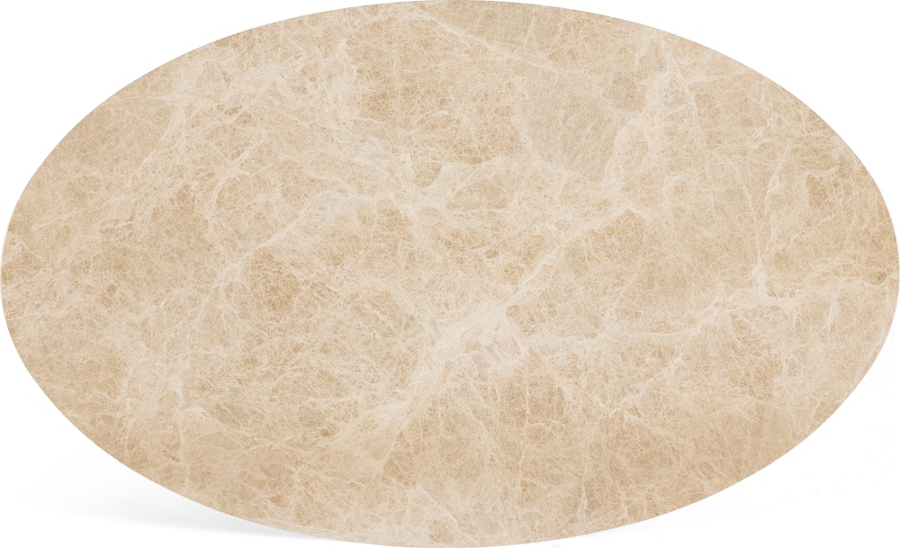 Saarinen Dining Table - Oval, 78 Inch, Polished Coated Marble, Emperado Light, White Base