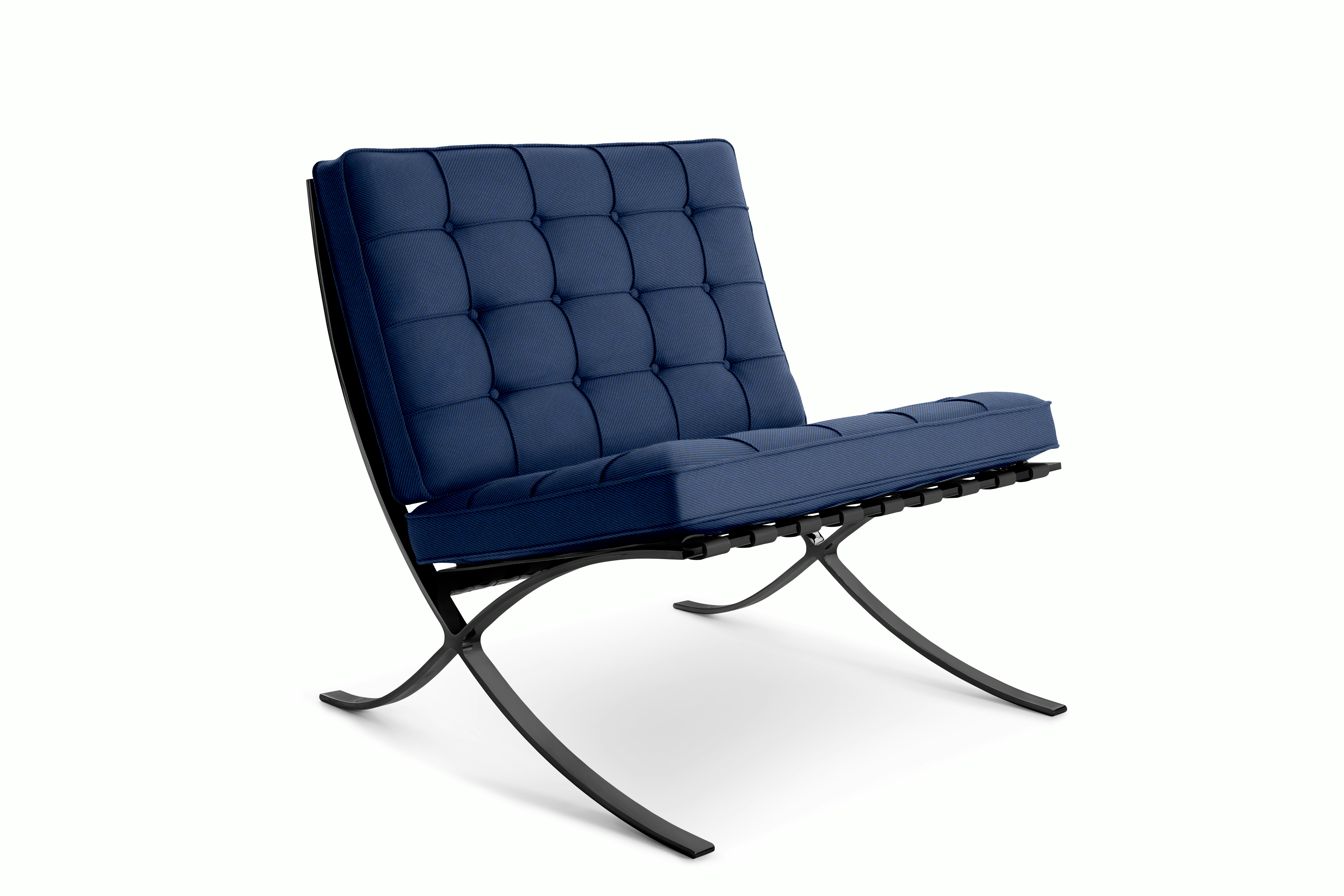 Barcelona Chair in Fancy Twill,  Navy,  Black