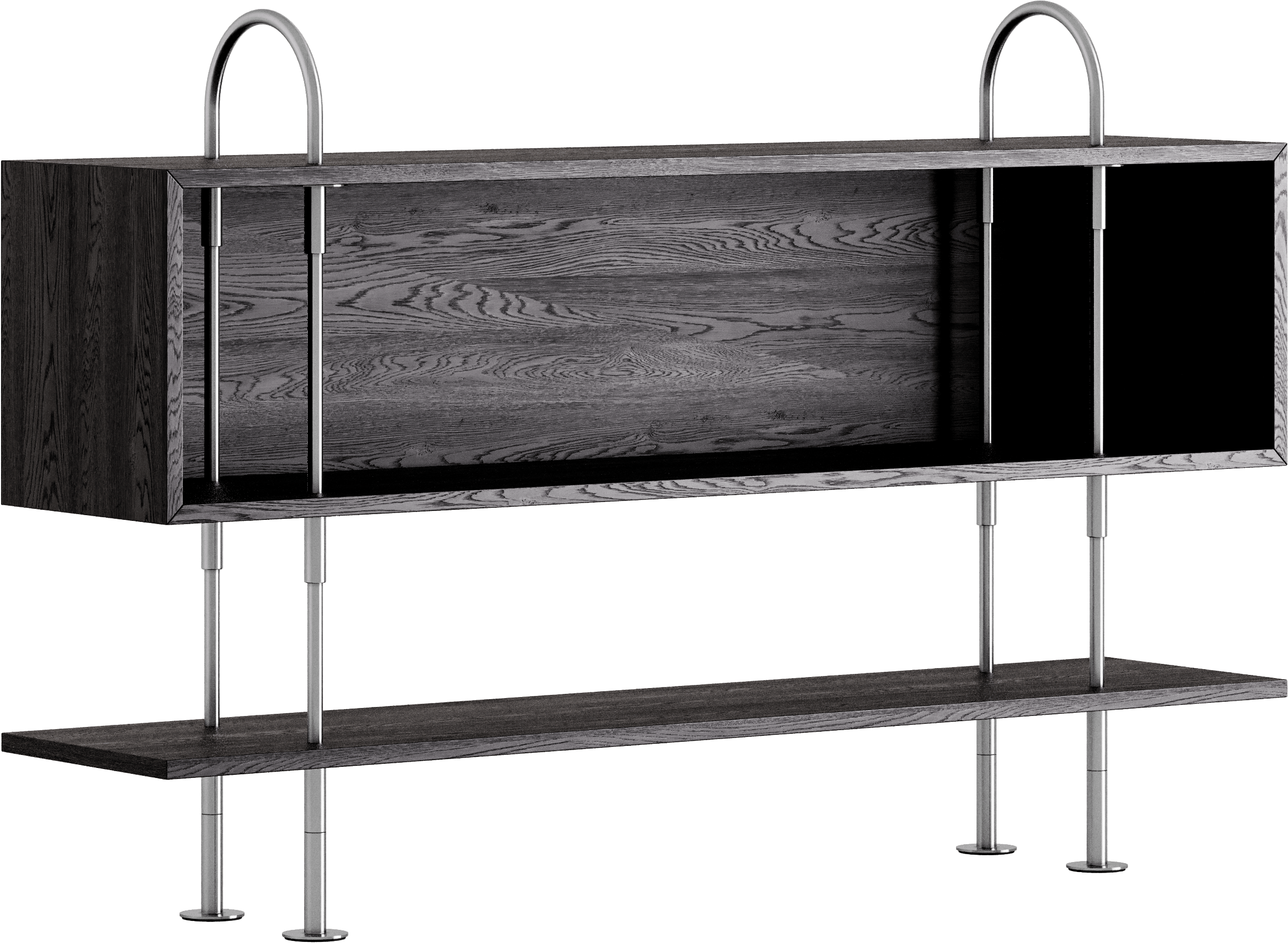 A Keen Shelving System in Veneer viewed from an angle.