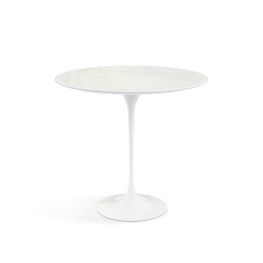Saarinen Oval Side Table - 22",  Quartz,  Vetro Bianco,  White"