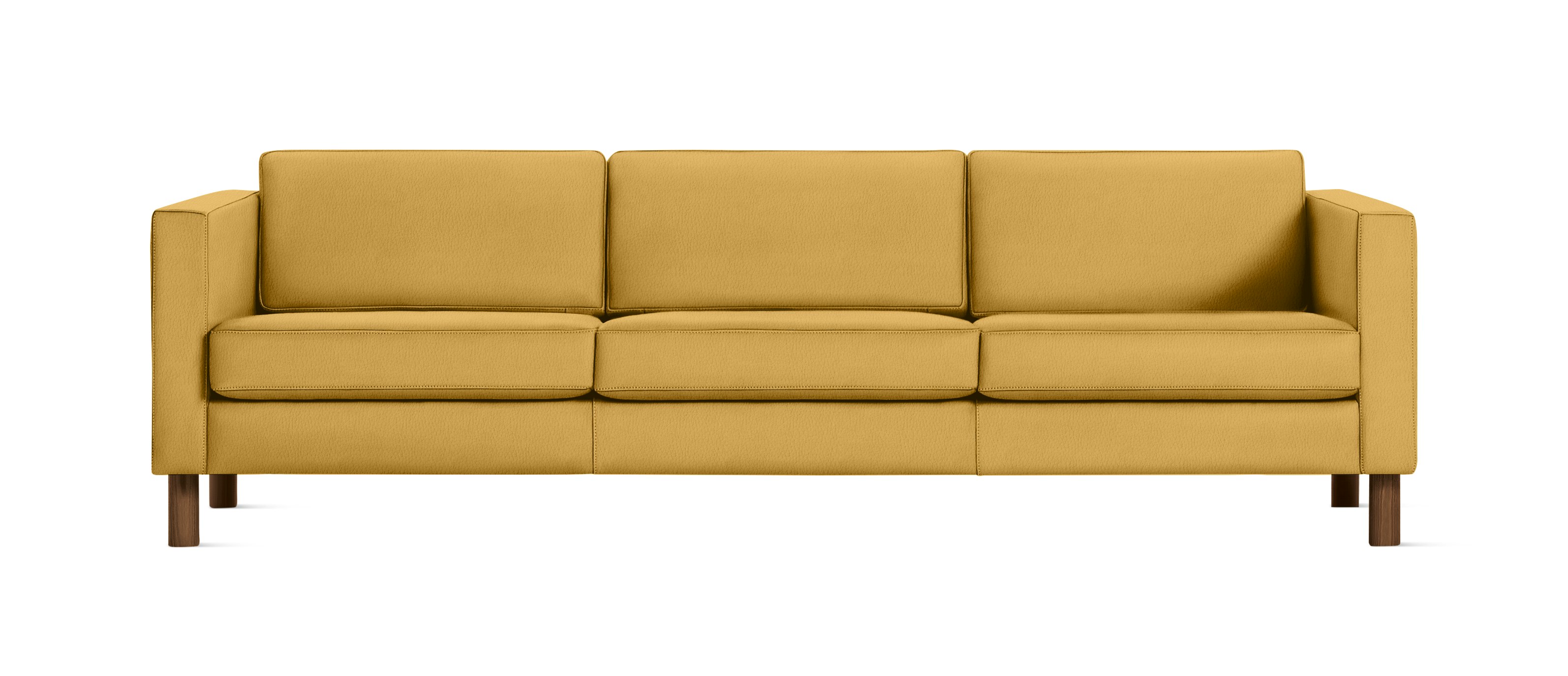 A lispenard sofa in yellow leather viewed from the front