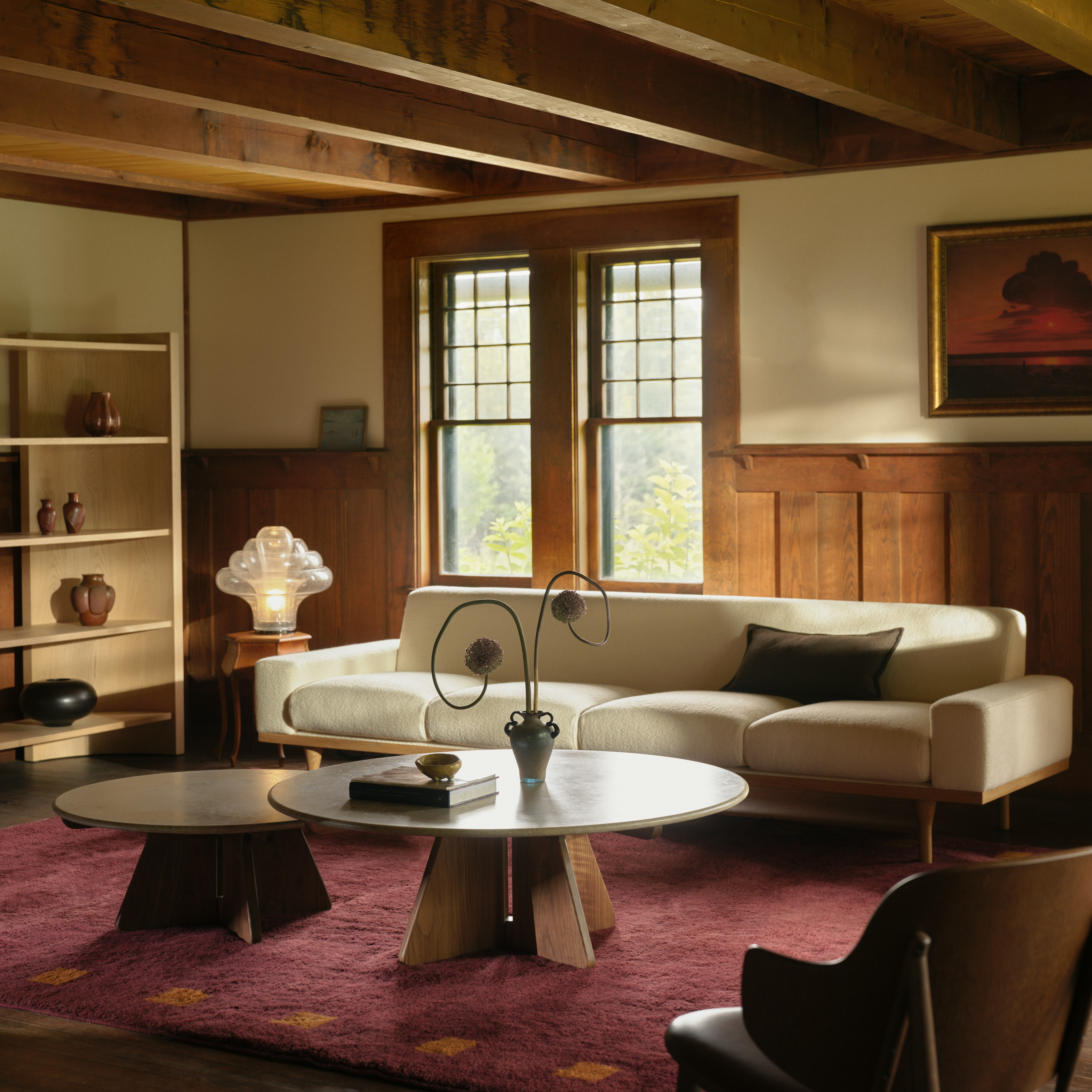 SW50 Sofa in Harp Ivory with Pinna Occasional Tables