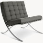 Barcelona Chair - Fancy Twill,  Nightfall,  Polished Chrome
