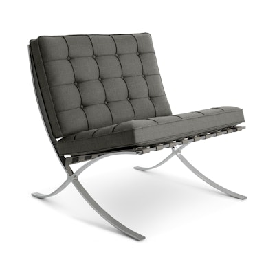 Barcelona Chair - Fancy Twill,  Nightfall,  Polished Chrome Barcelona Chair - Fancy Twill,  Nightfall,  Polished Chrome