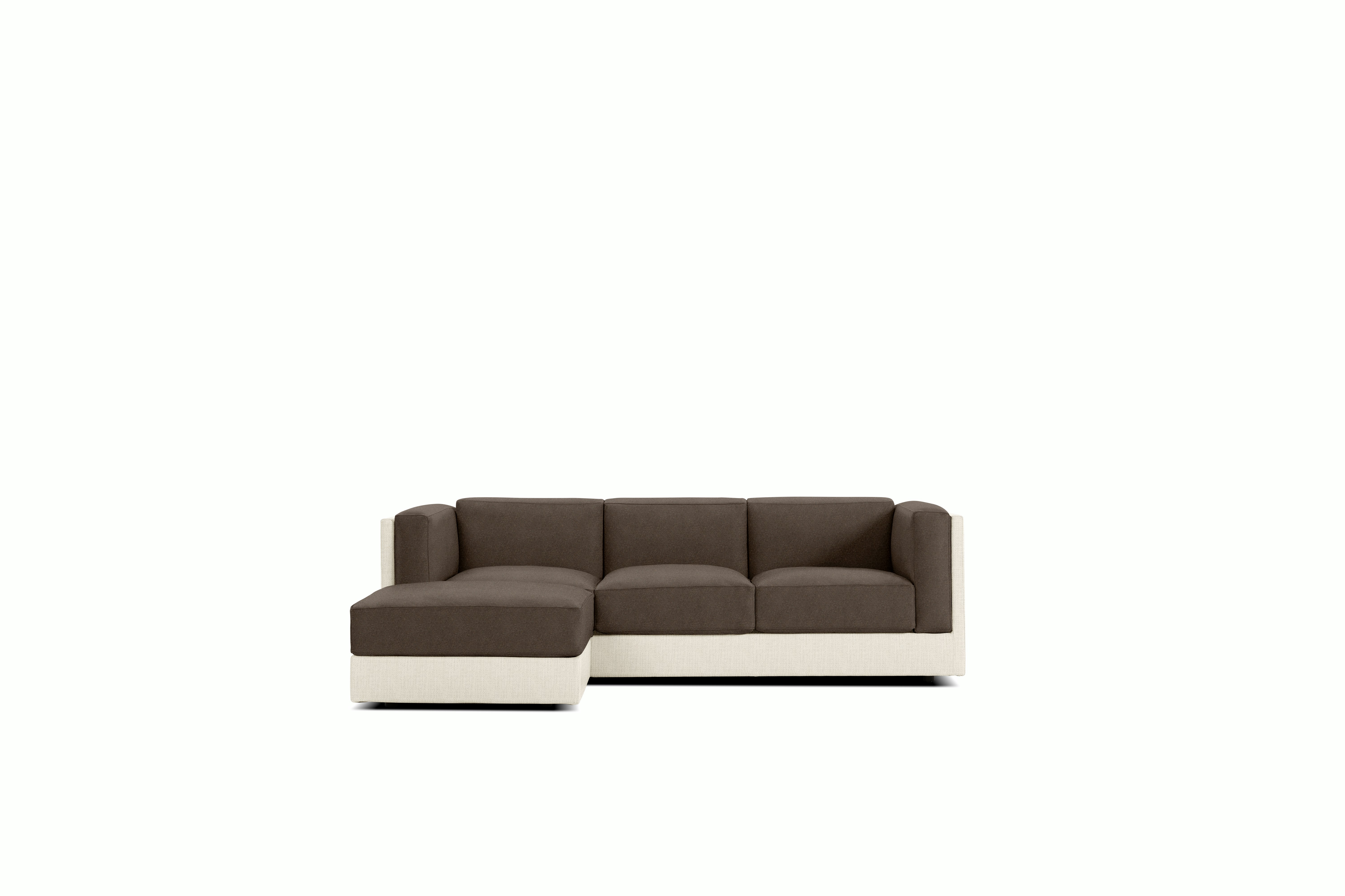 Symme Sectional Chaise - Fabric Frame,  Pebble Weave,  Ecru,  Pecora,  Chocolate