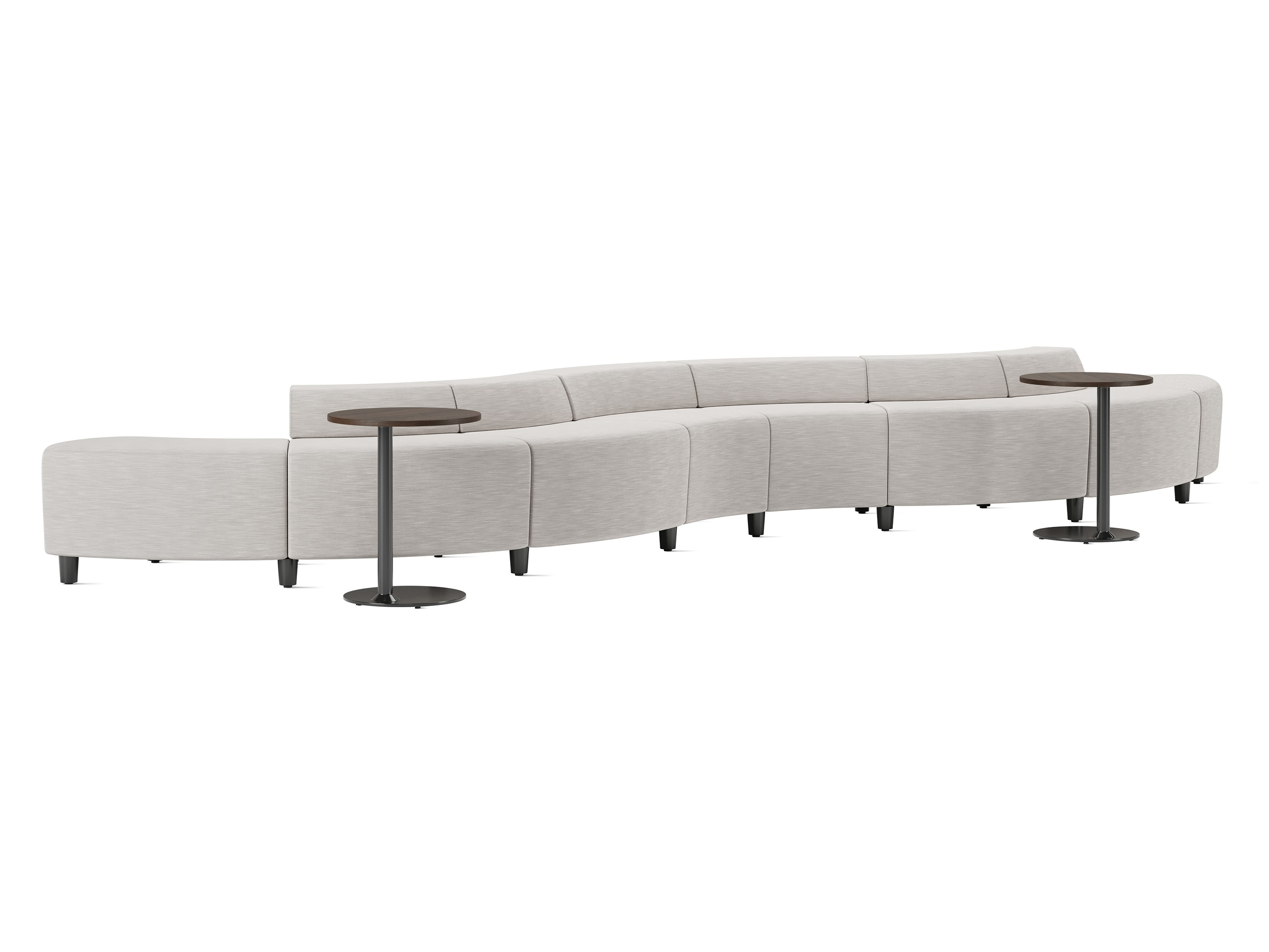 Steps Lounge System, serpentine, low, grey with palisade tables