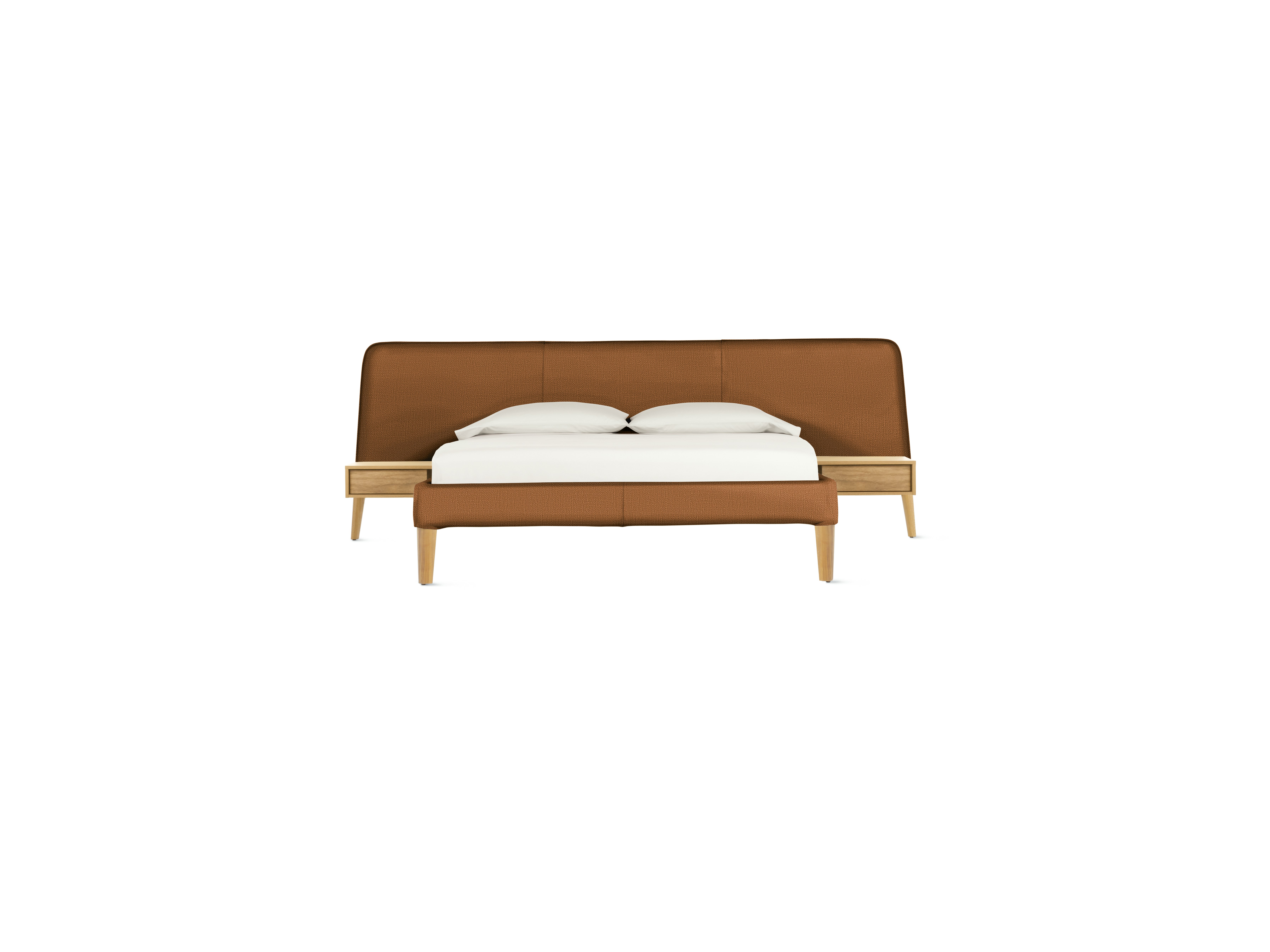 Parallel Bed - Wide, Queen, Crypton Robusta, Rattan, Oak