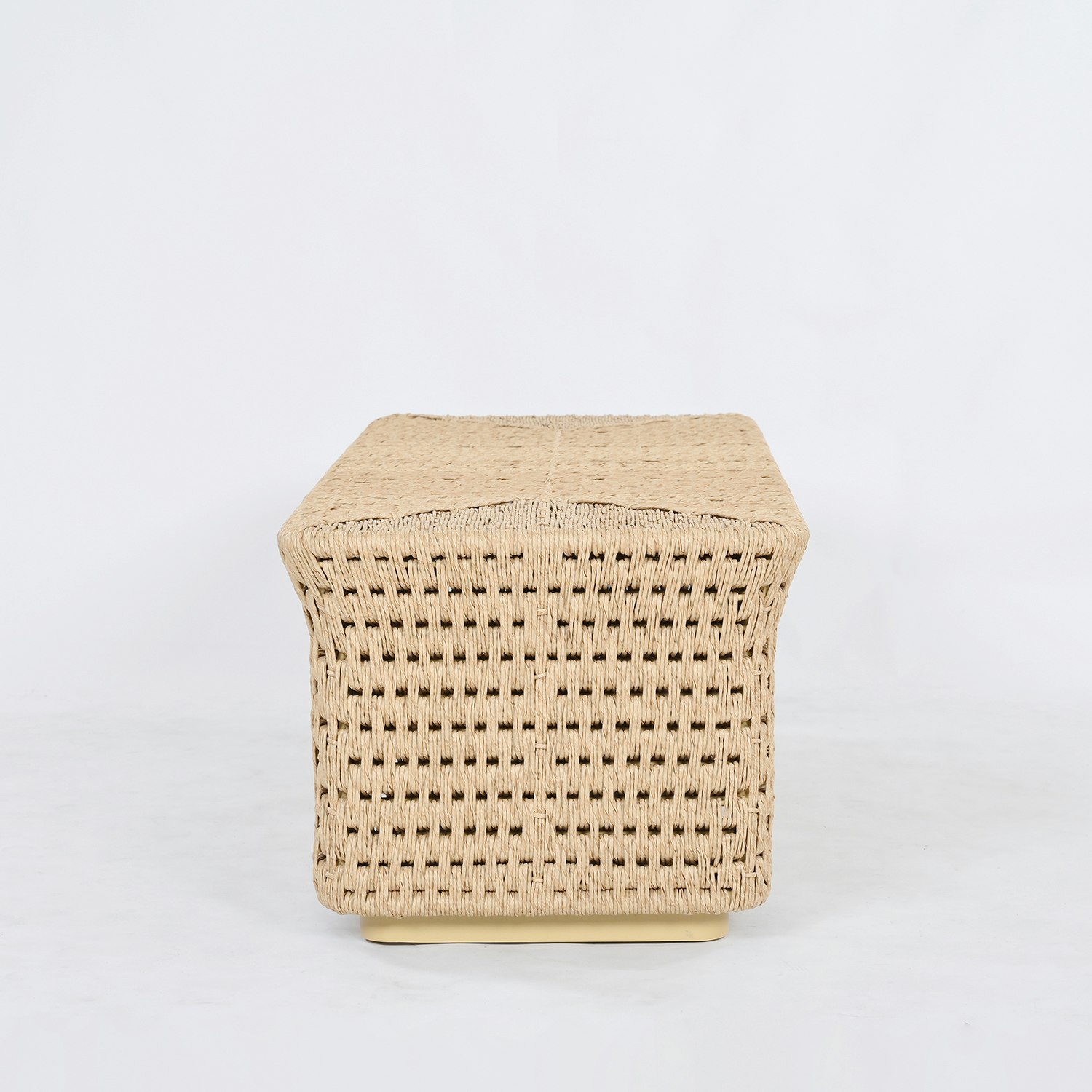 A Oasis Outdoor Bench in all weather viewed from the side.