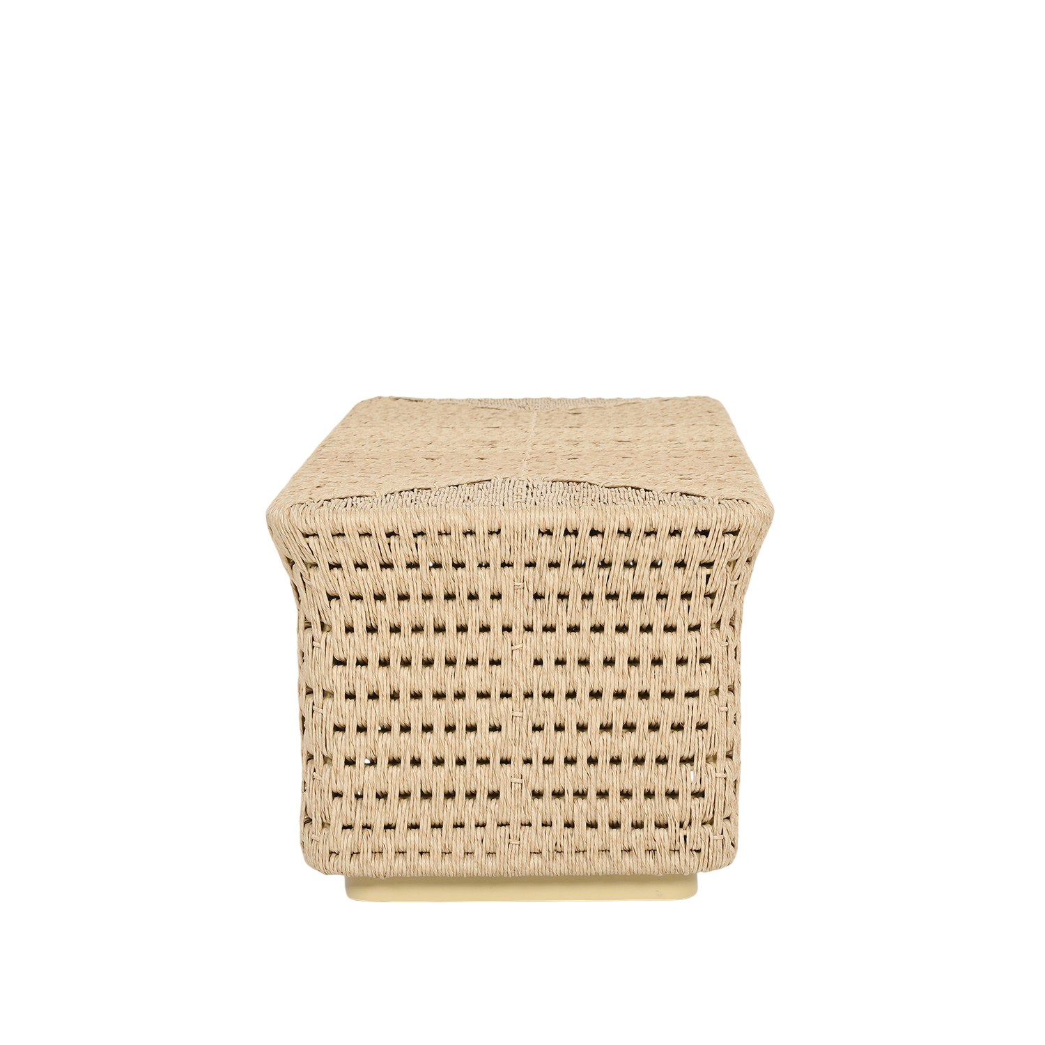 A Oasis Outdoor Bench in all weather viewed from the side.