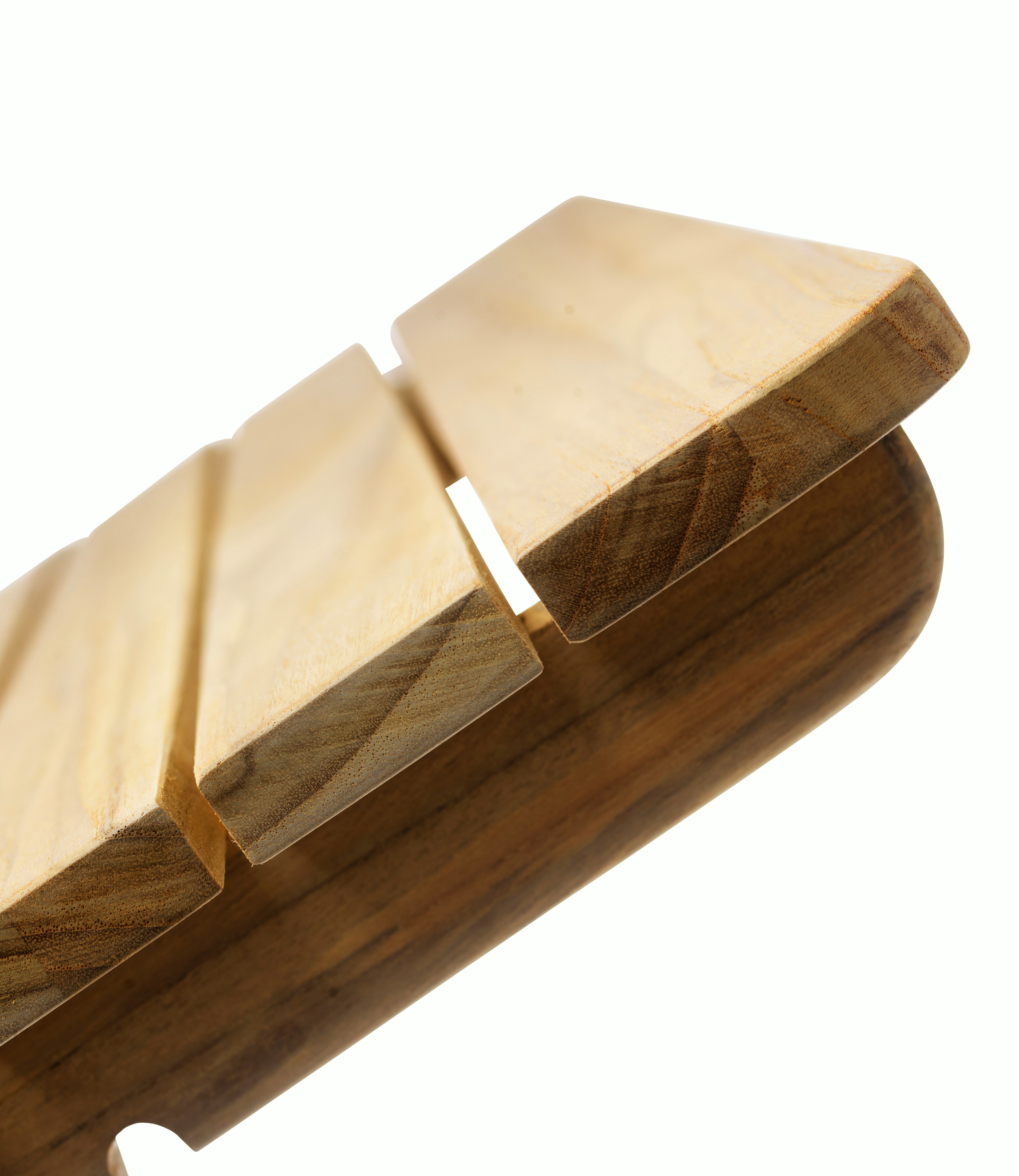 A detailed look at a Sammen Outdoor Bench in Sammen Outdoor Chaise - Natural Teak.