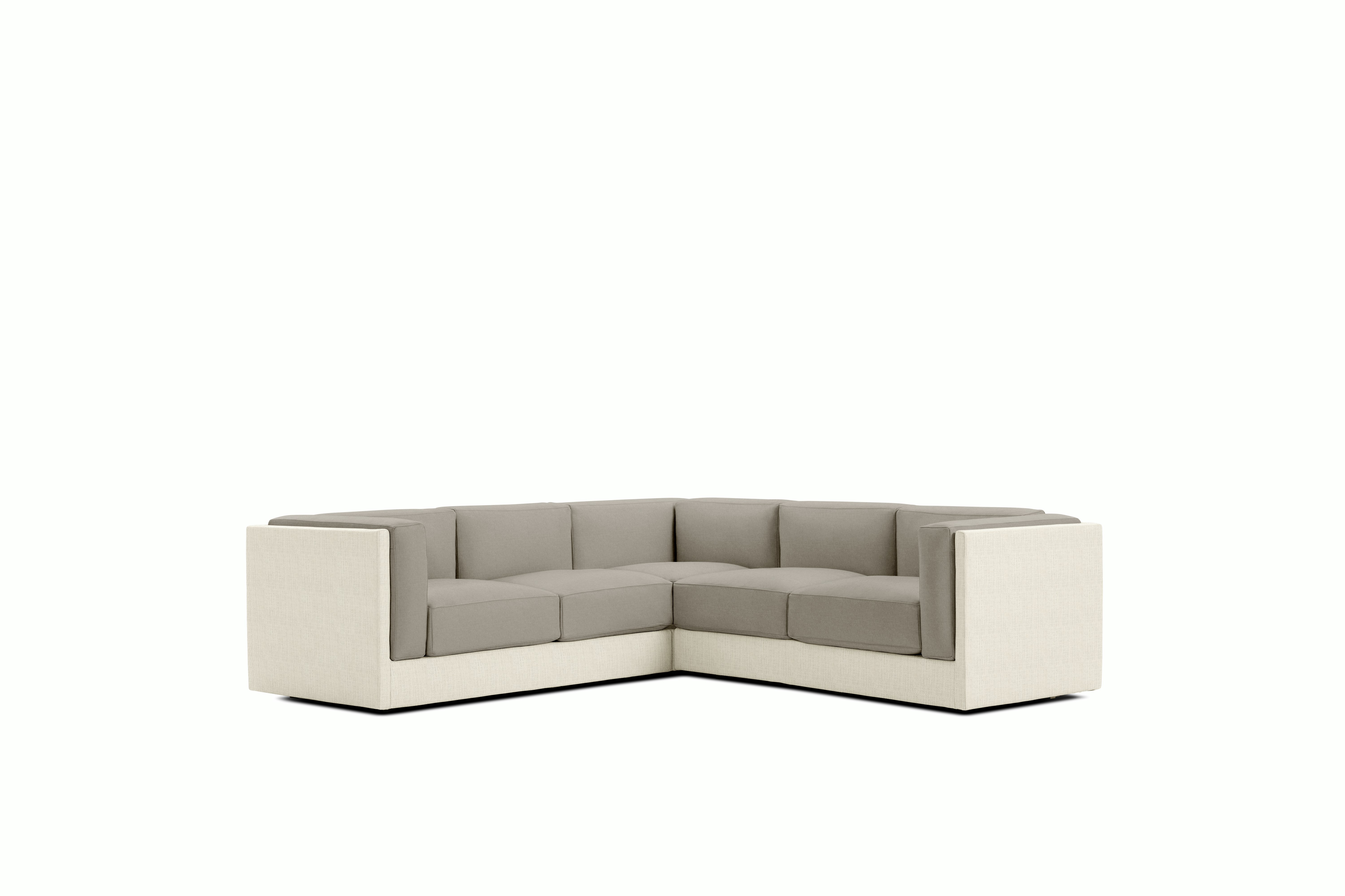 Symme Corner Sectional - Fabric Frame,  Pebble Weave,  Ecru,  Pecora,  Graham