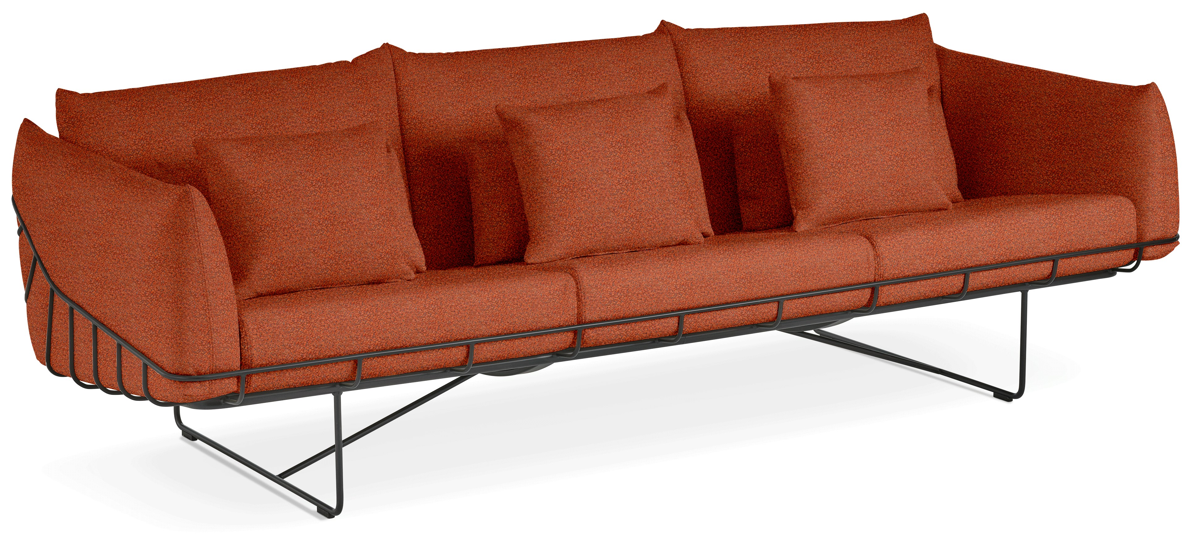 Wireframe Sofa -  3-Seat,  Whim,  Terra Cotta,  Black