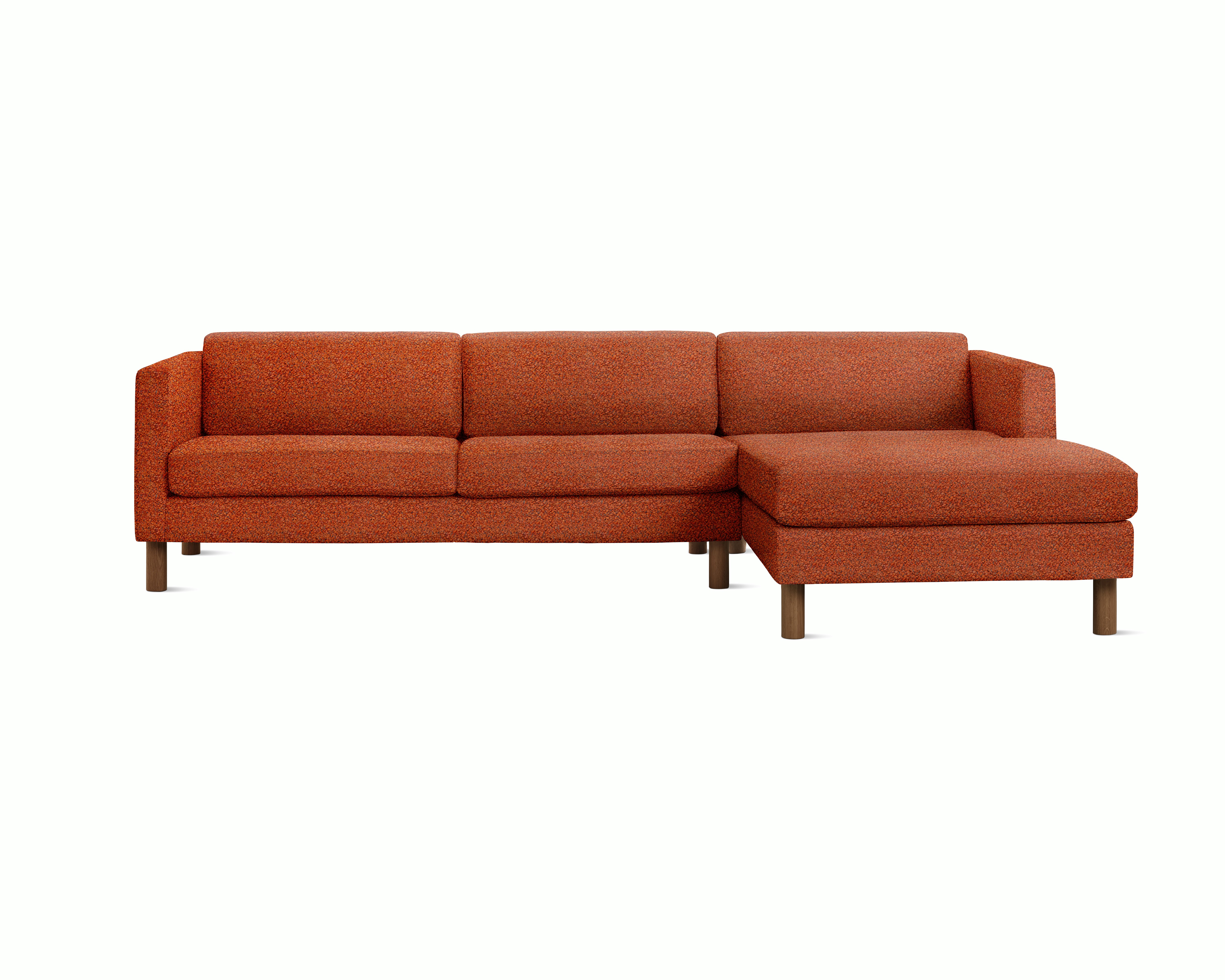 A Lispenard Chaise Sectional in Whim, Terracotta viewed from the front.