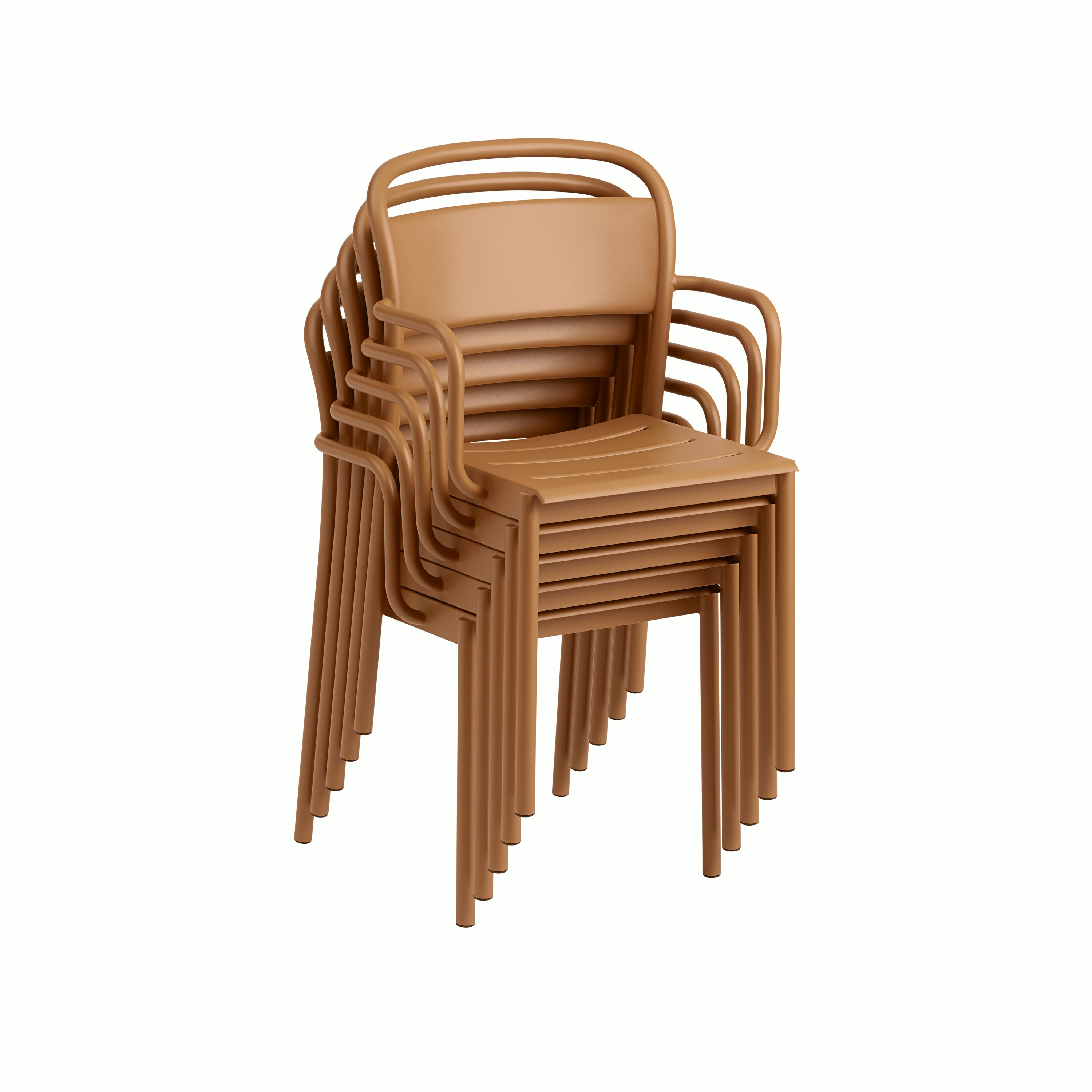 Linear steel armchair burnt orange stacked 5 Muuto