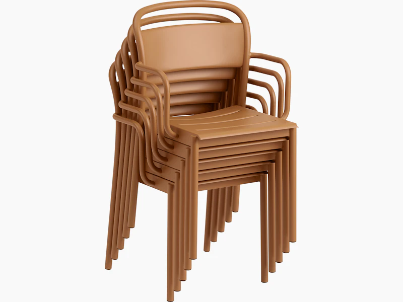 Linear steel armchair burnt orange stacked 5 Muuto
