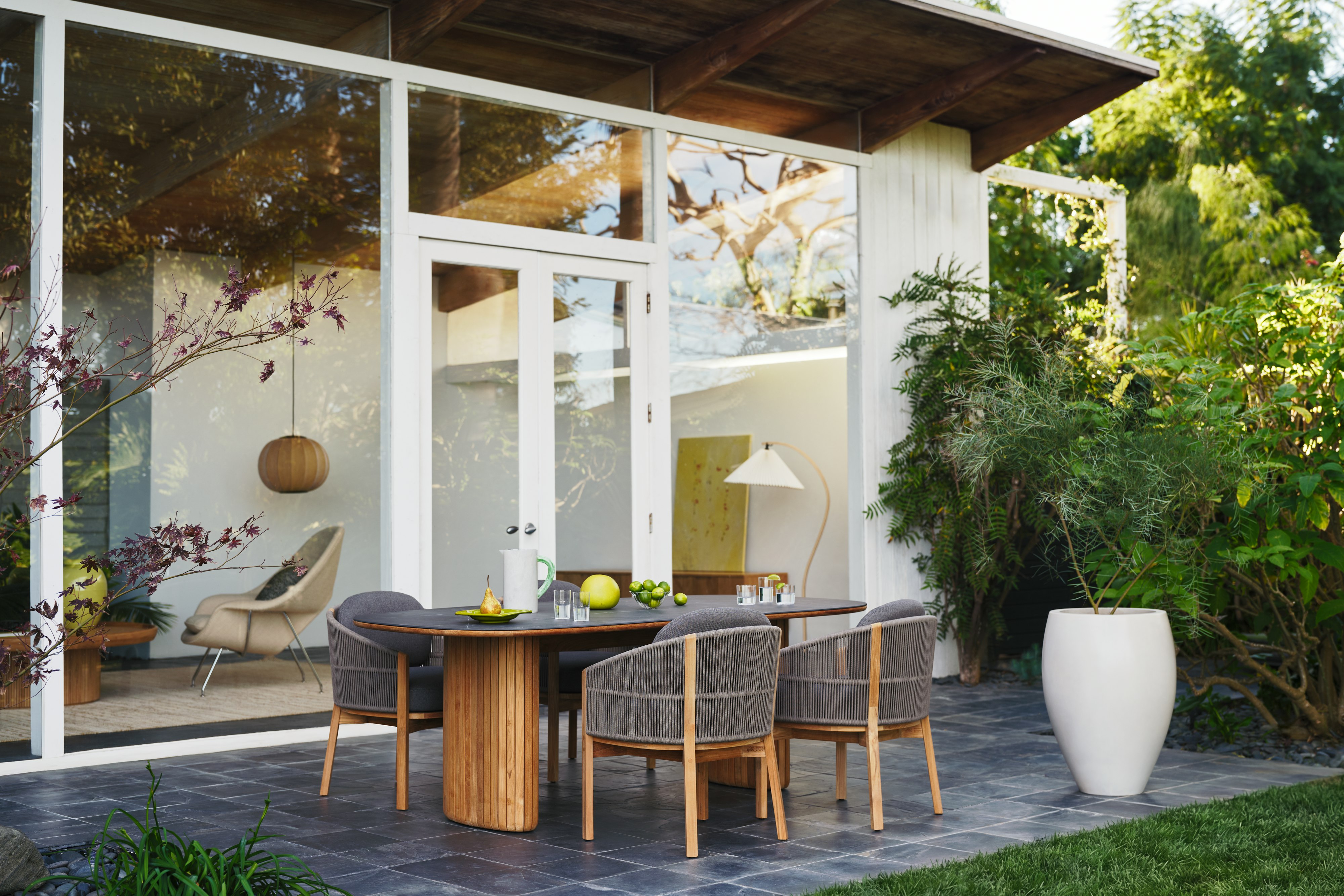 Softlands Dining Table and Dining Chairs outside