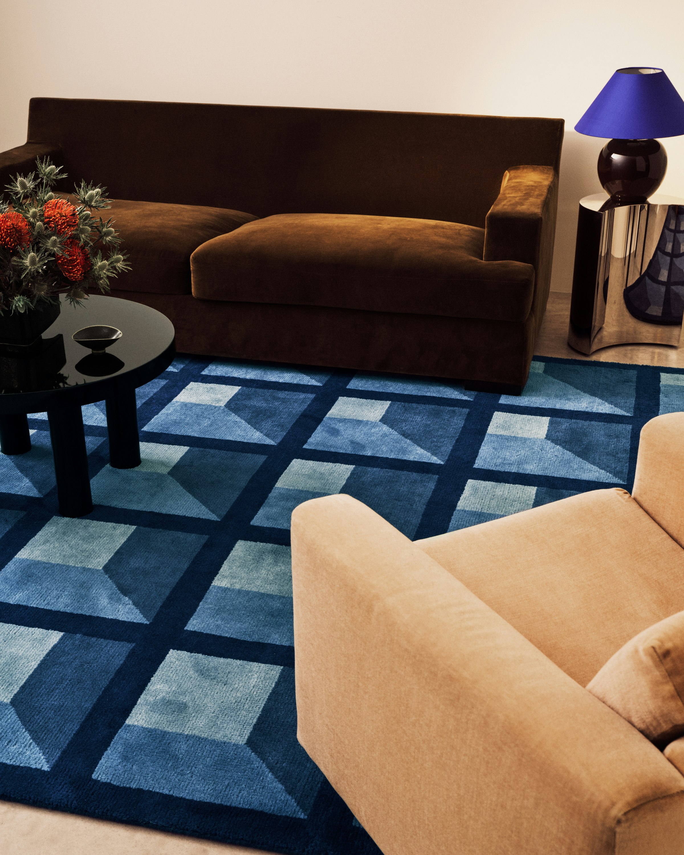 Garden Maze Rug in a living room setting