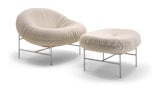 Bun Lounge Chair and Ottoman - Haven, Ivory, Polished Chrome Bun Lounge Chair and Ottoman - Haven, Ivory, Polished Chrome