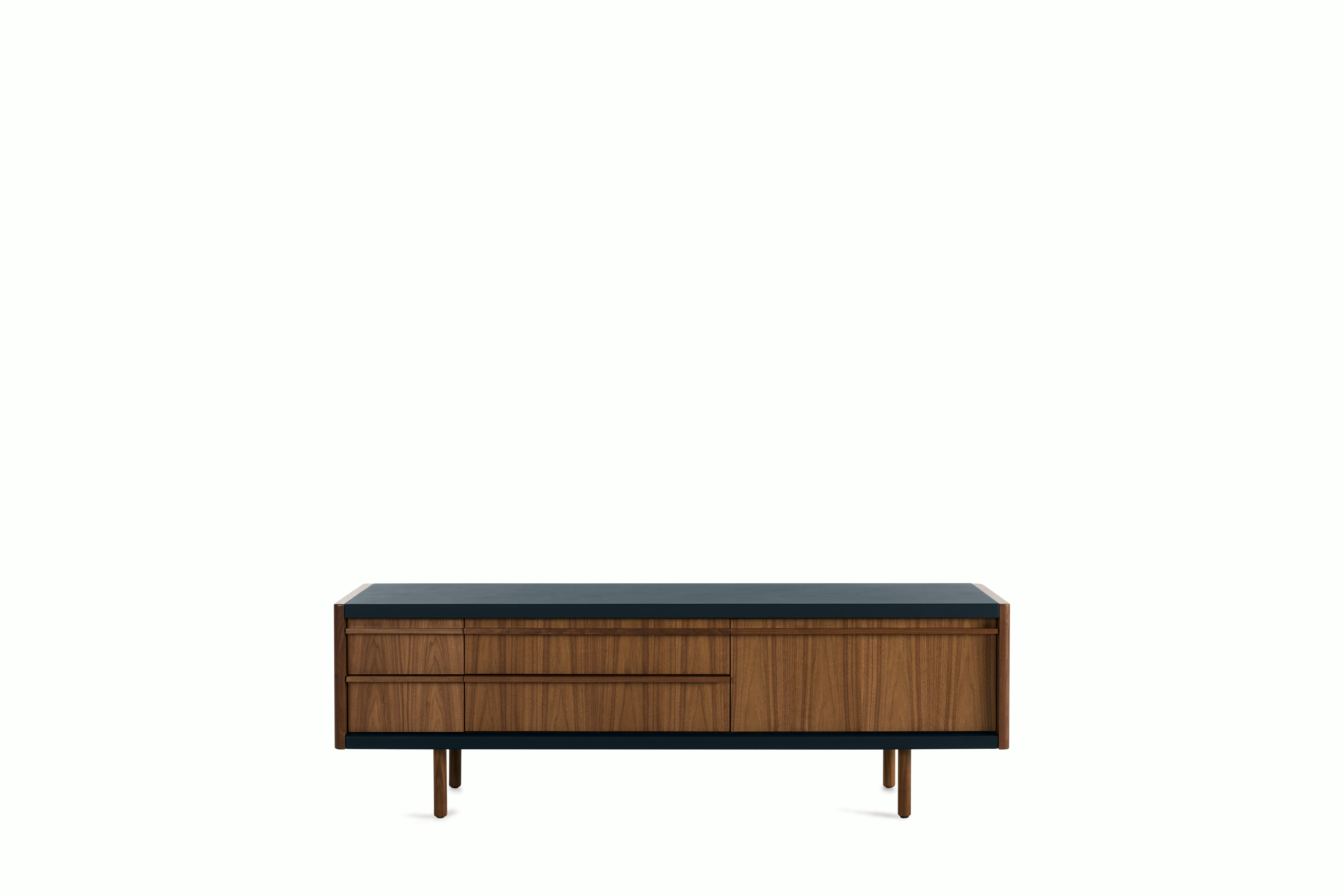 New Canaan Media Unit - Walnut, Bristol Leather, Atlantic