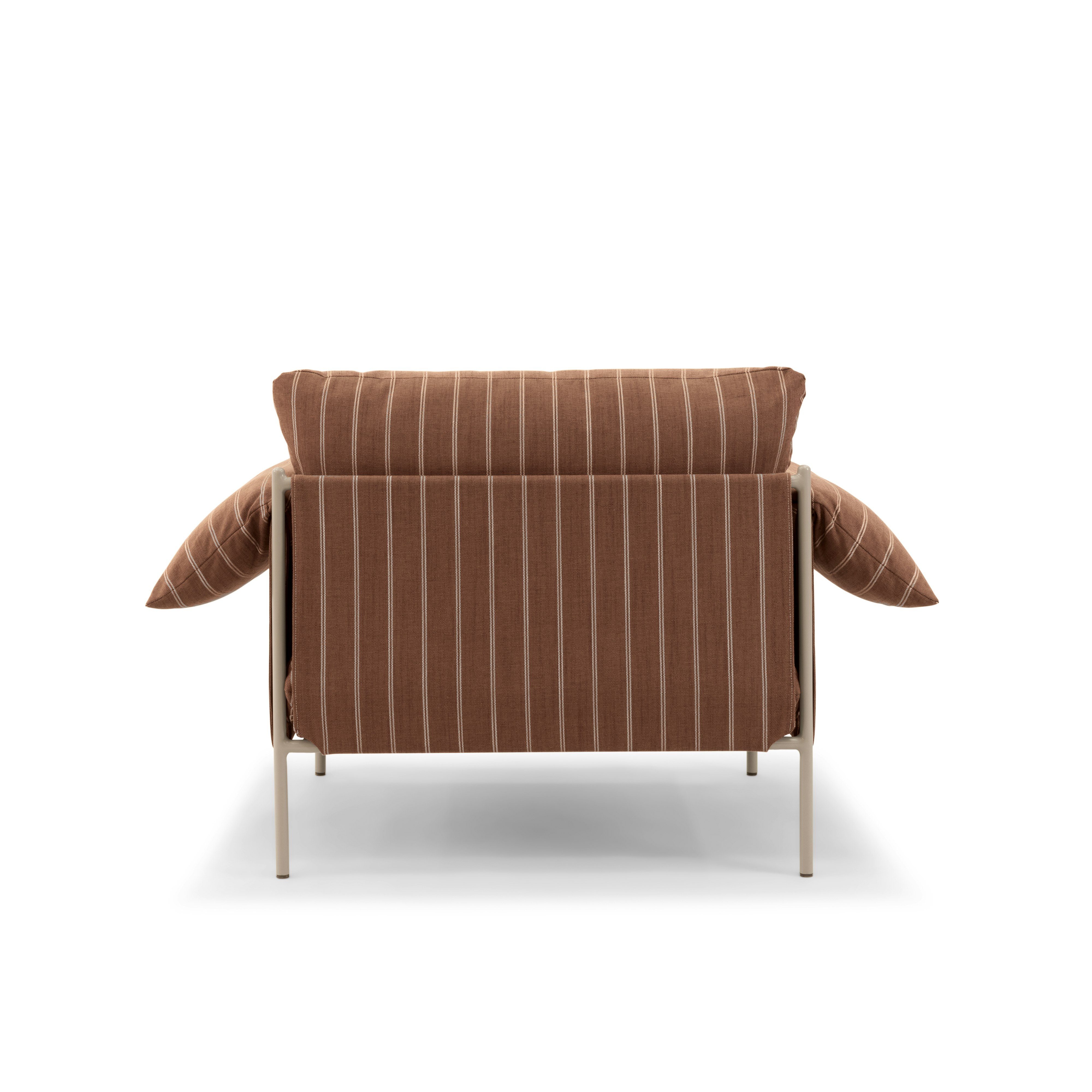 An Alva Outdoor Lounge Chair in Terrarossa viewed from back