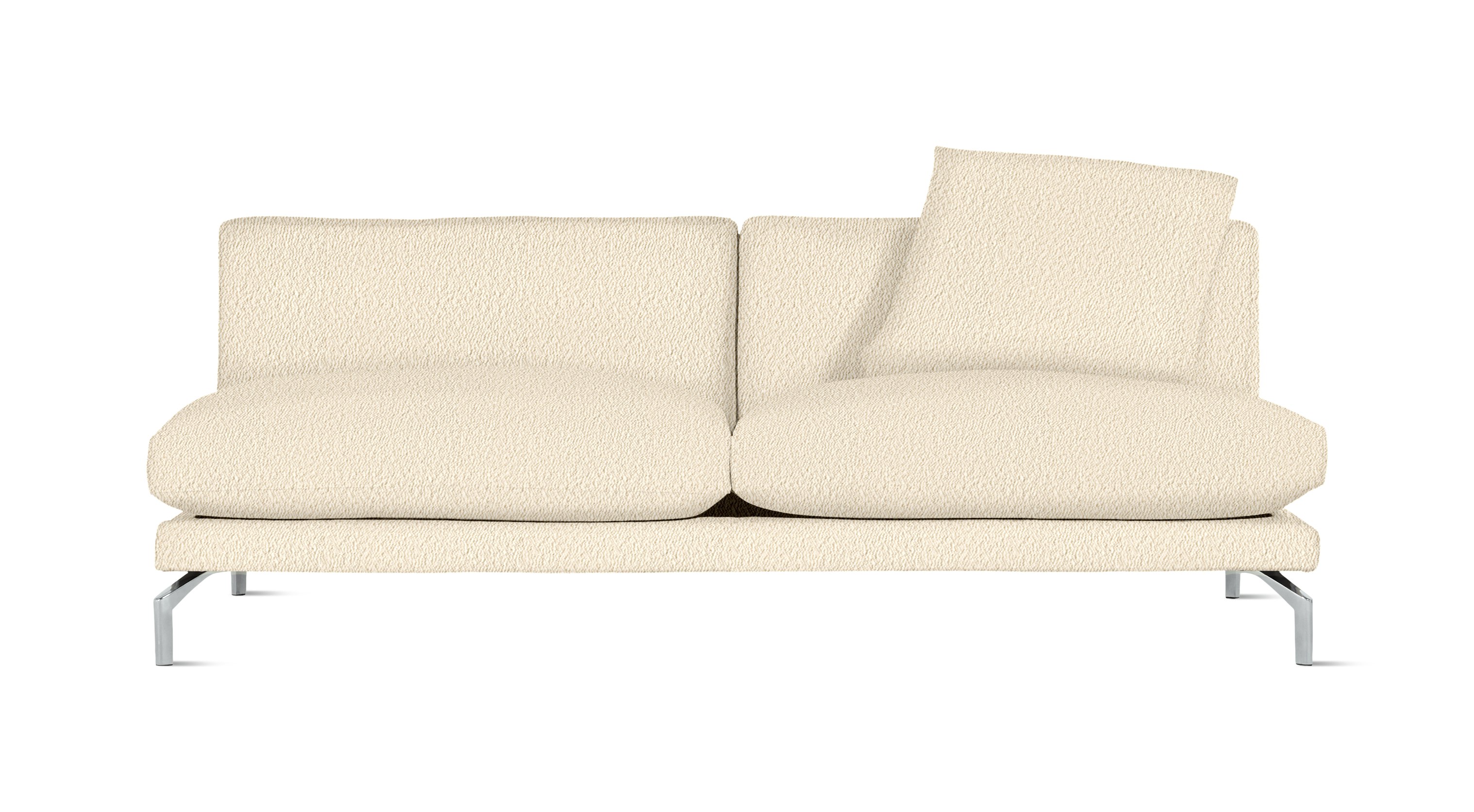 A Como Armless Sofa in Turf: Cream viewed from the front.