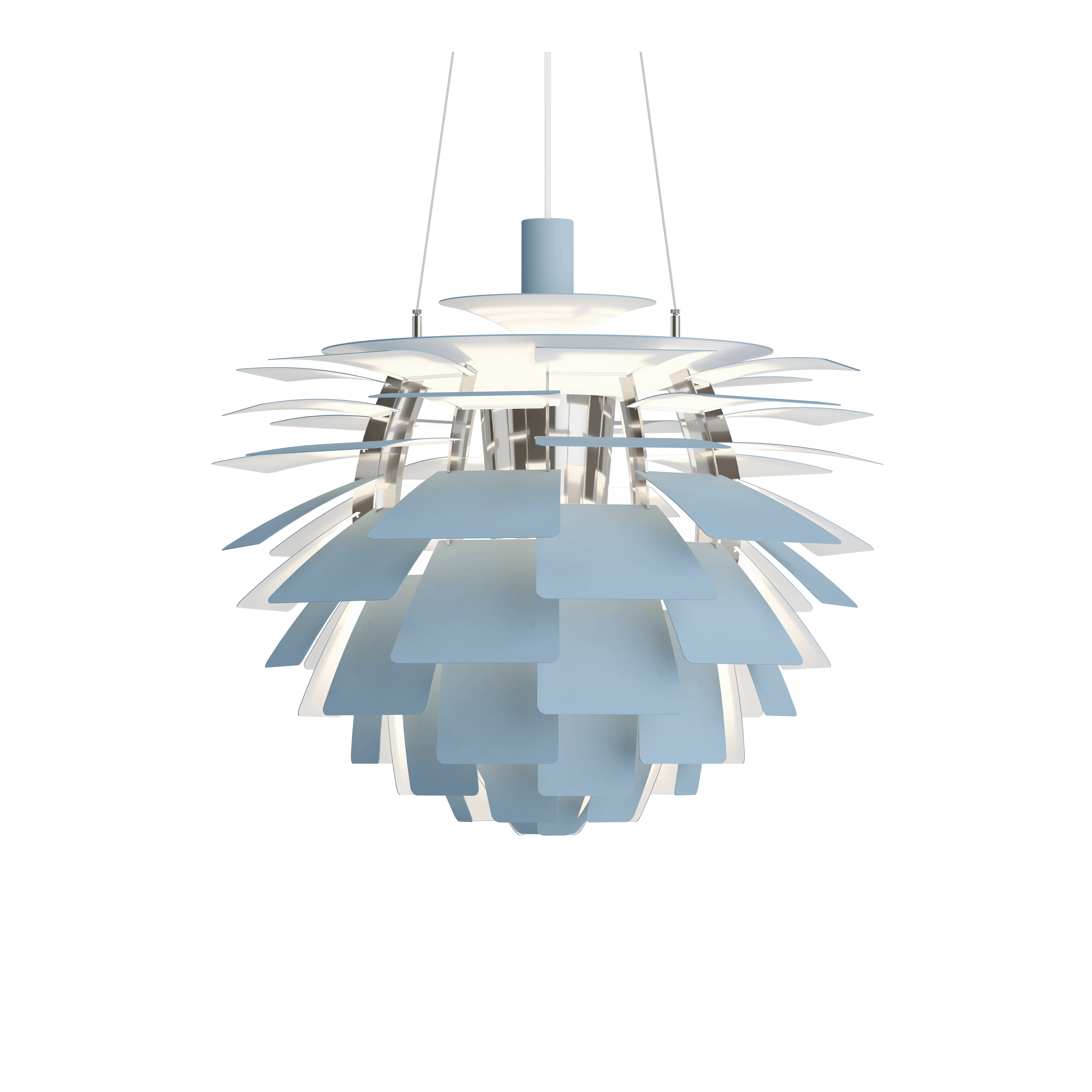 PH Artichoke Lamp, Medium Smokey Blue and Chrome