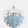 PH Artichoke Lamp, Medium Smokey Blue and Chrome